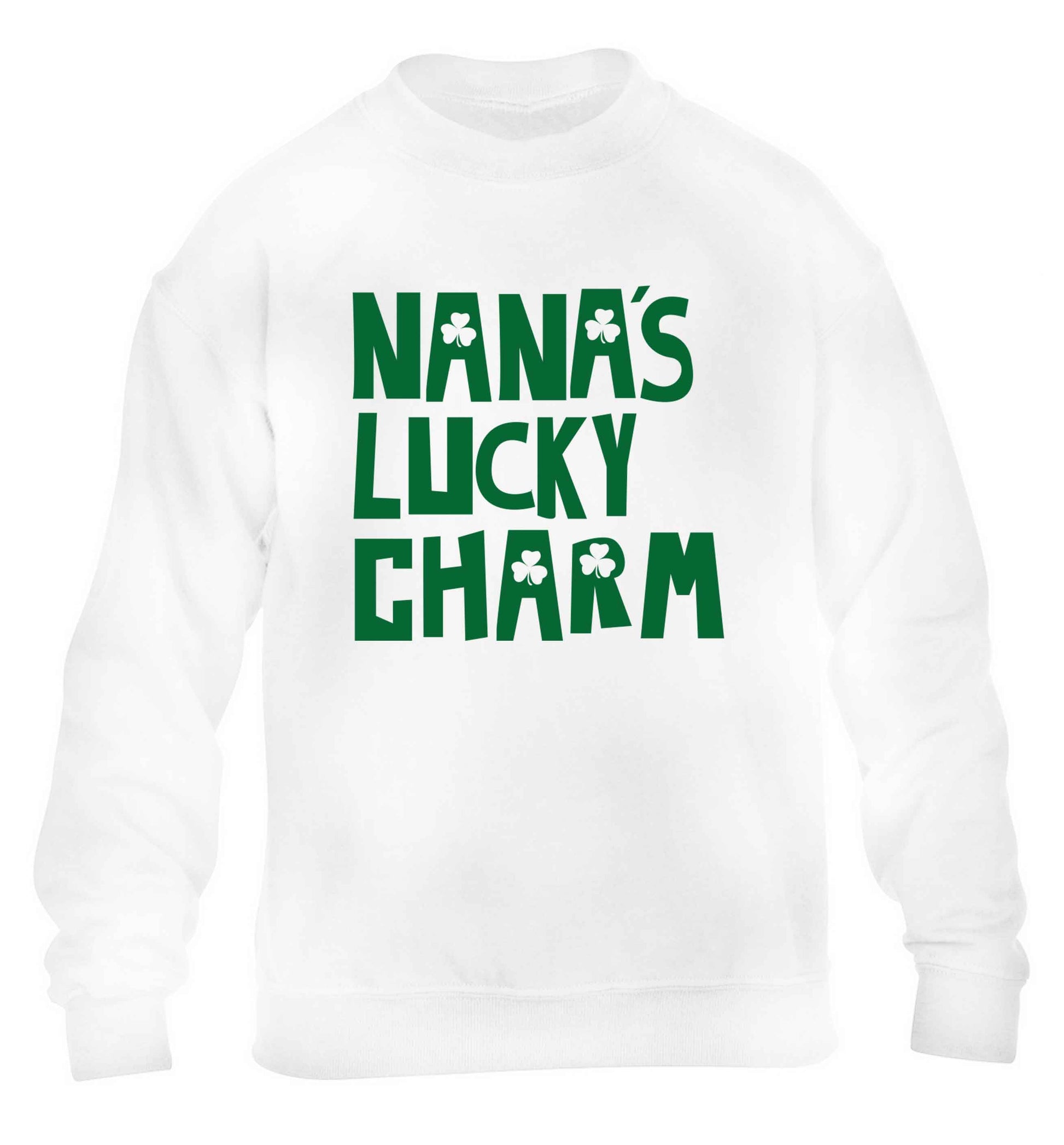 Nana's lucky charm children's white sweater 12-13 Years