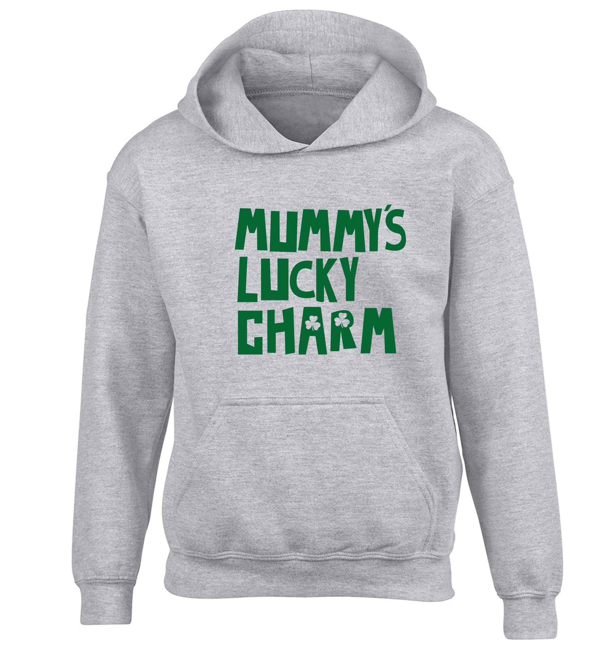 Mummy's lucky charm children's grey hoodie 12-13 Years