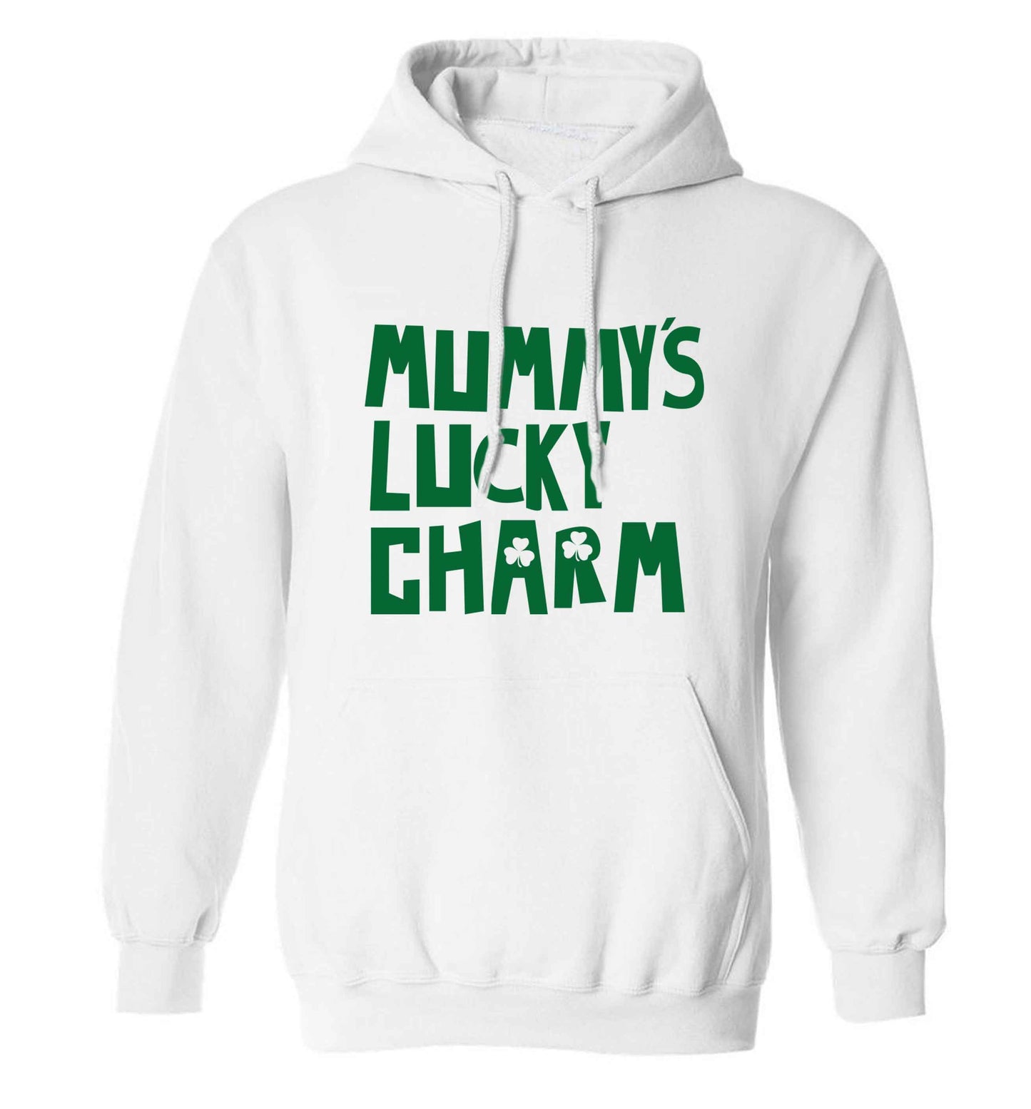 Mummy's lucky charm adults unisex white hoodie 2XL