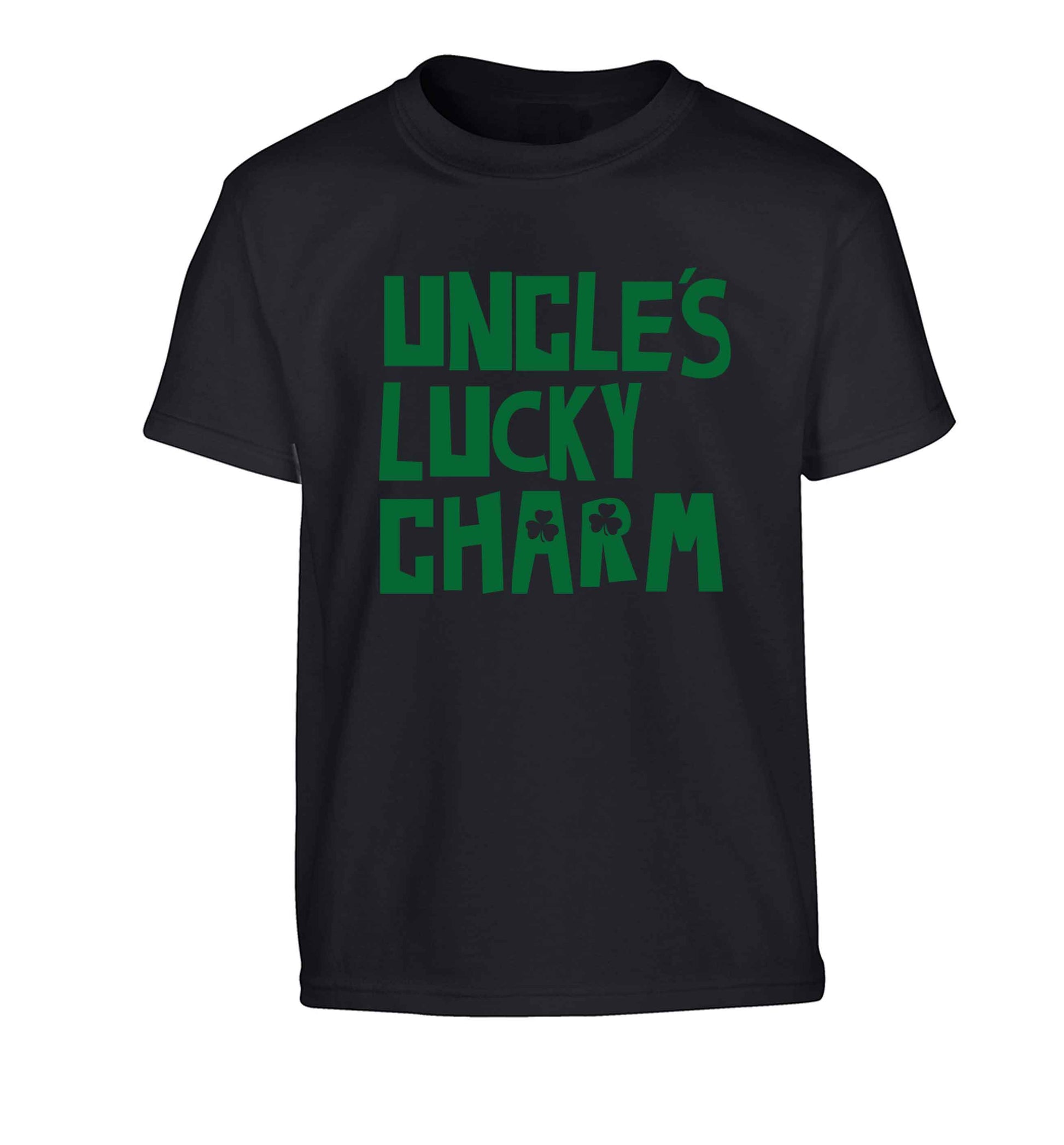 Uncles lucky charm Children's black Tshirt 12-13 Years