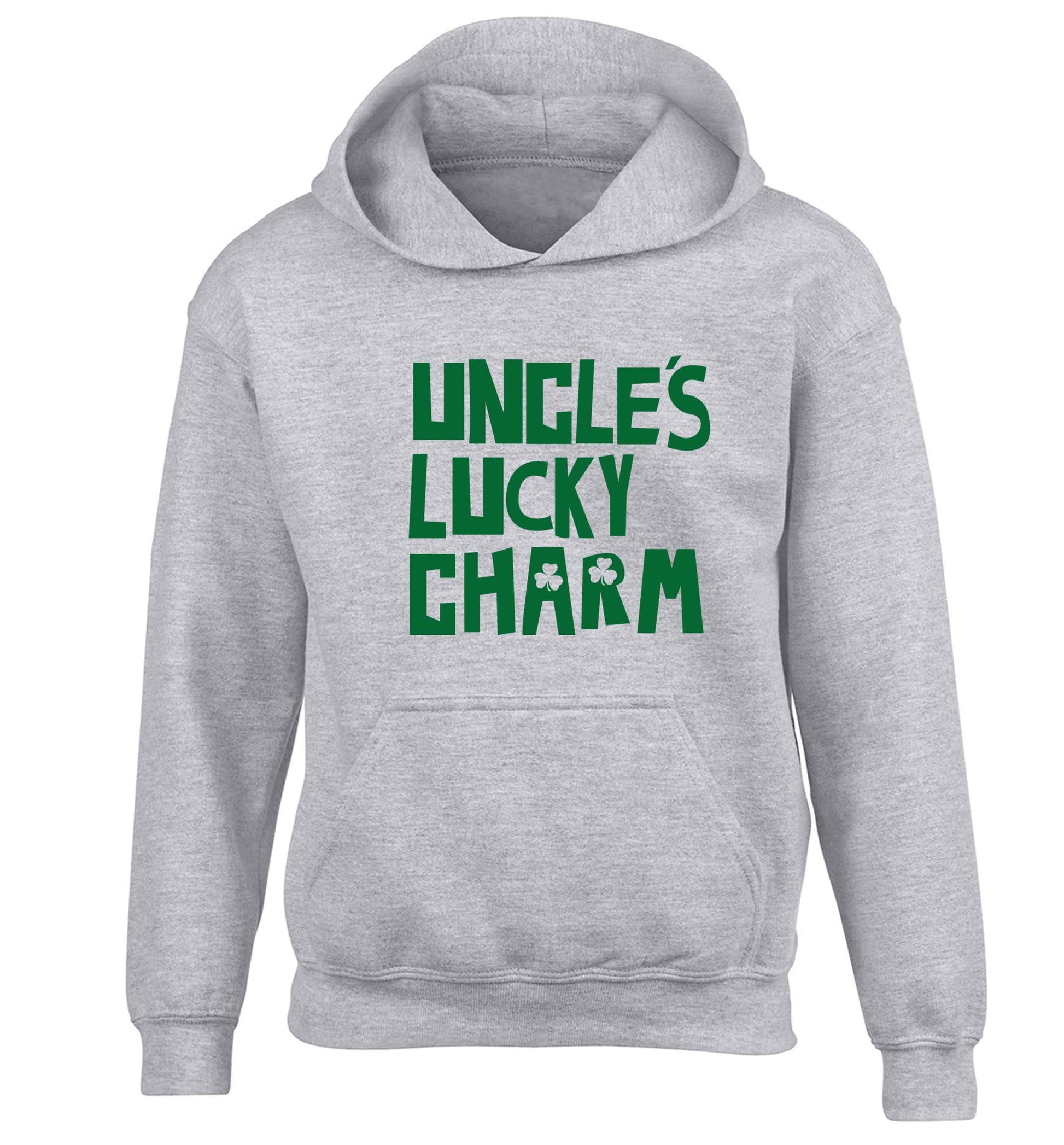 Uncles lucky charm children's grey hoodie 12-13 Years