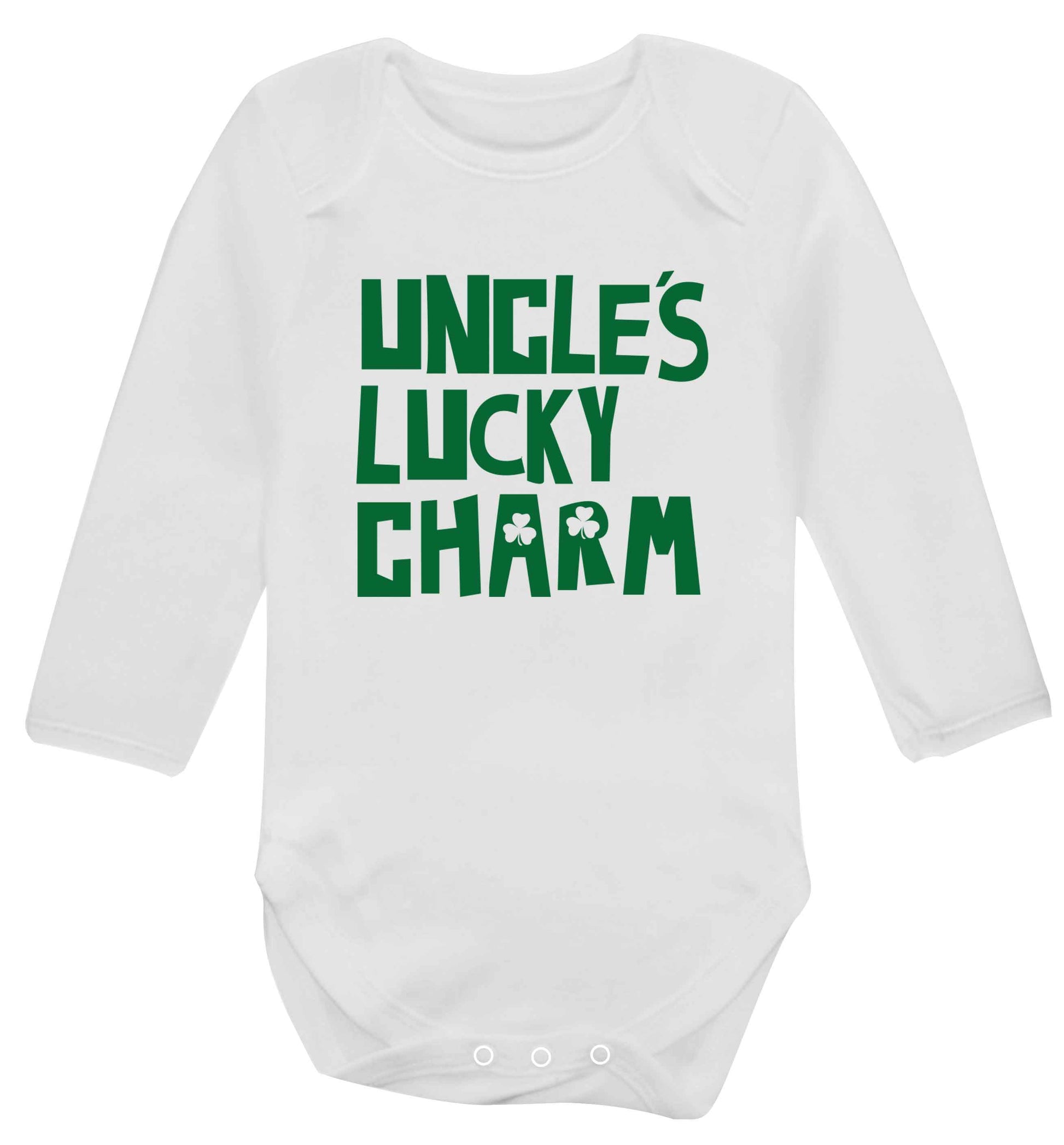 Uncles lucky charm baby vest long sleeved white 6-12 months