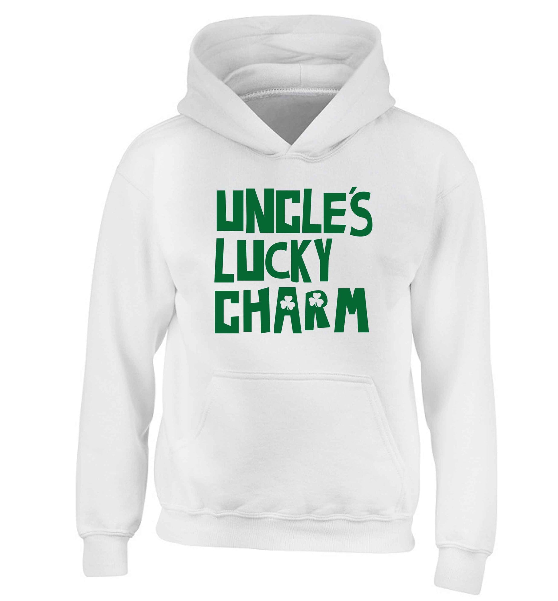 Uncles lucky charm children's white hoodie 12-13 Years