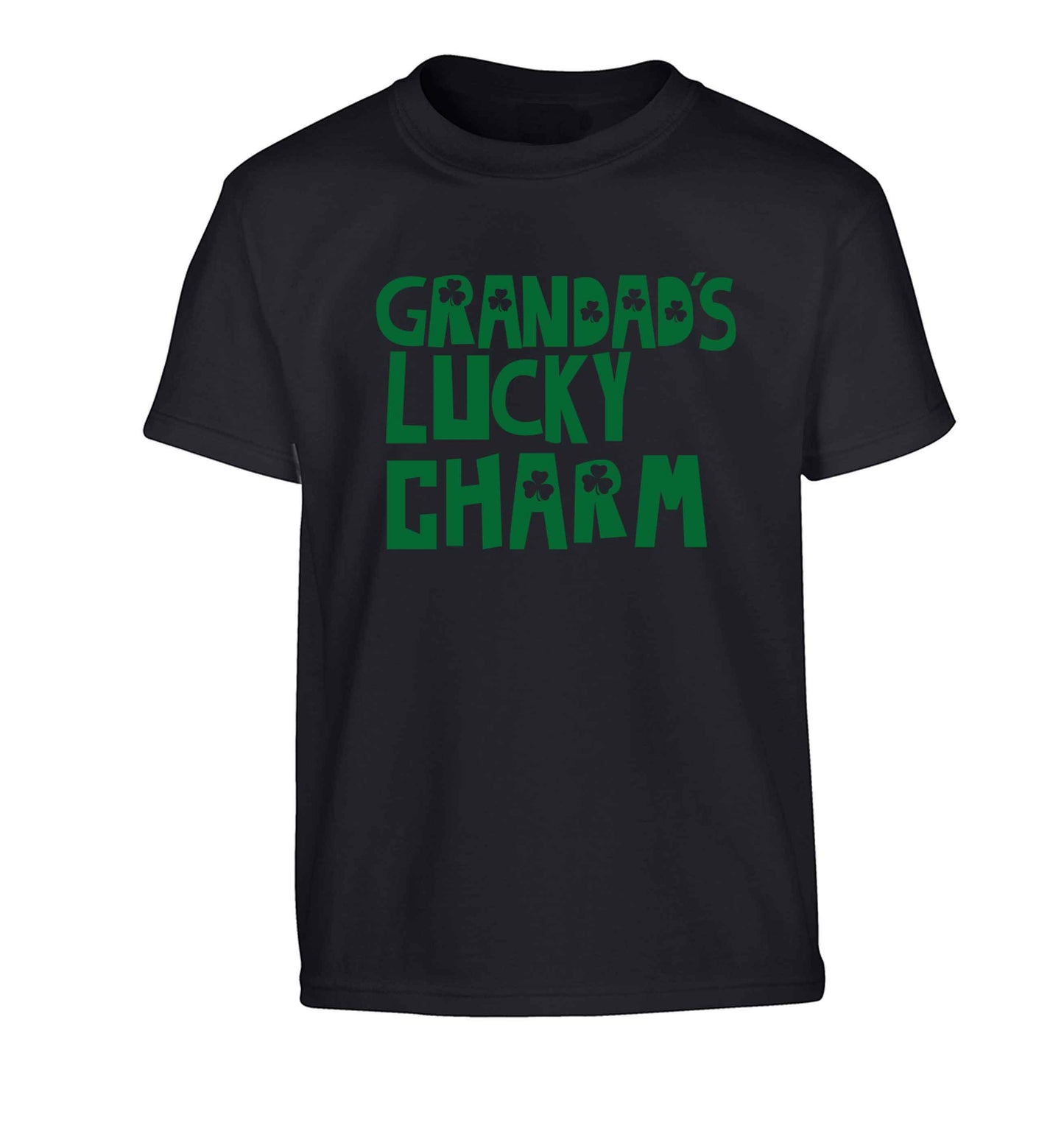 Grandad's lucky charm  Children's black Tshirt 12-13 Years