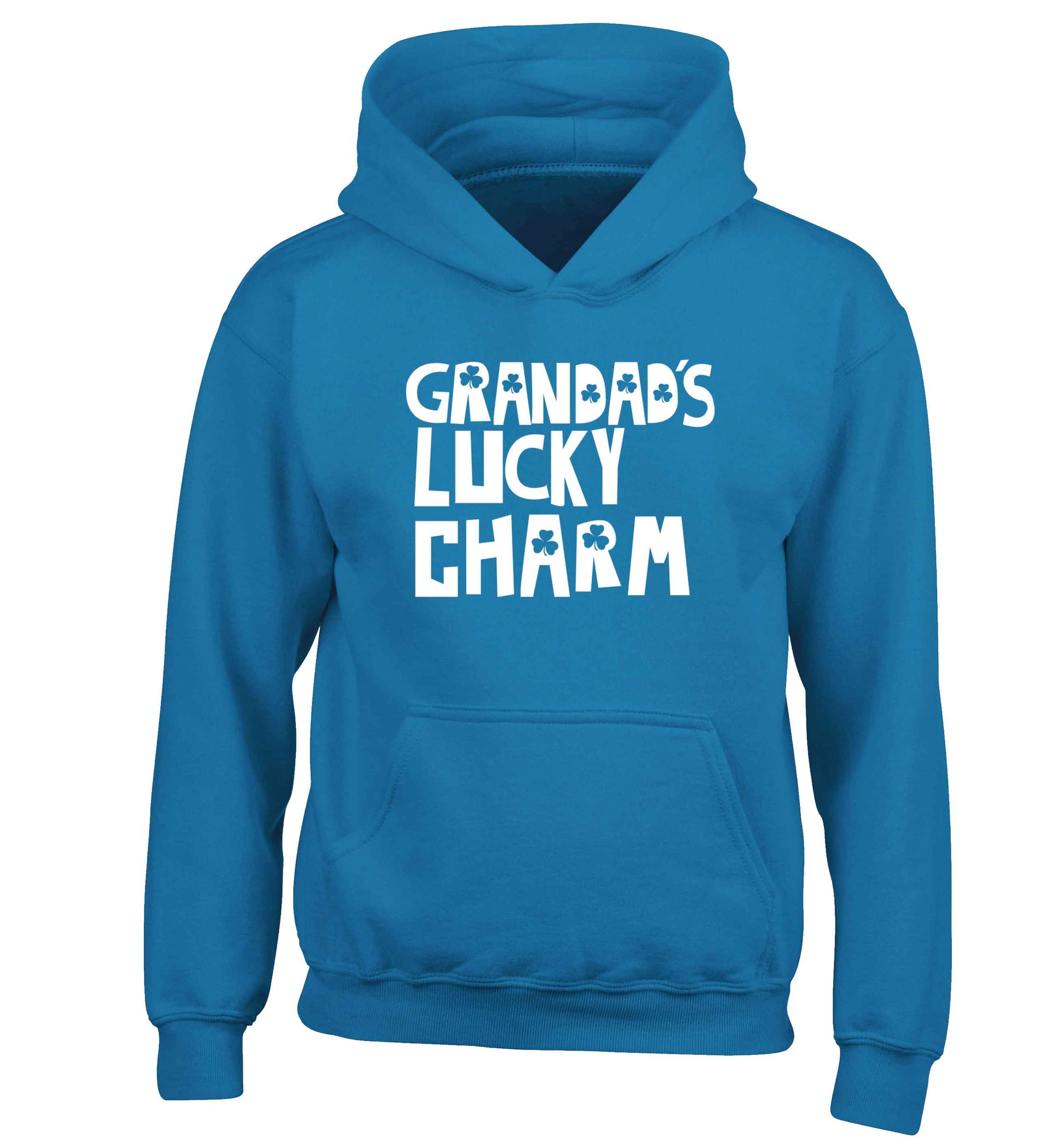 Grandad's lucky charm  children's blue hoodie 12-13 Years
