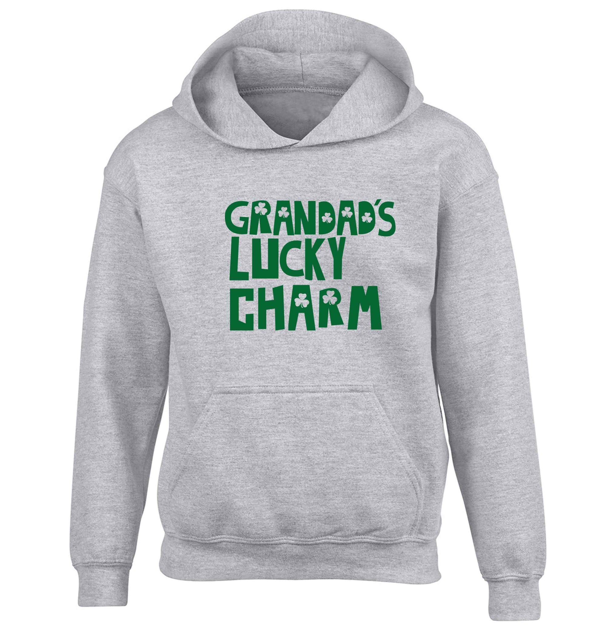 Grandad's lucky charm  children's grey hoodie 12-13 Years