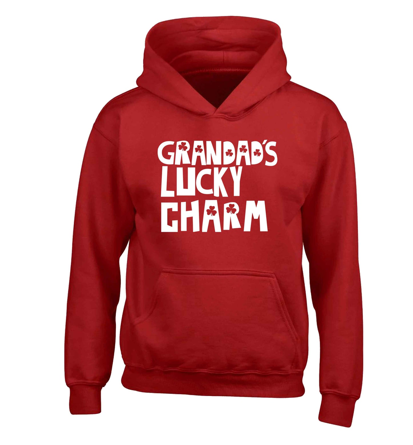 Grandad's lucky charm  children's red hoodie 12-13 Years
