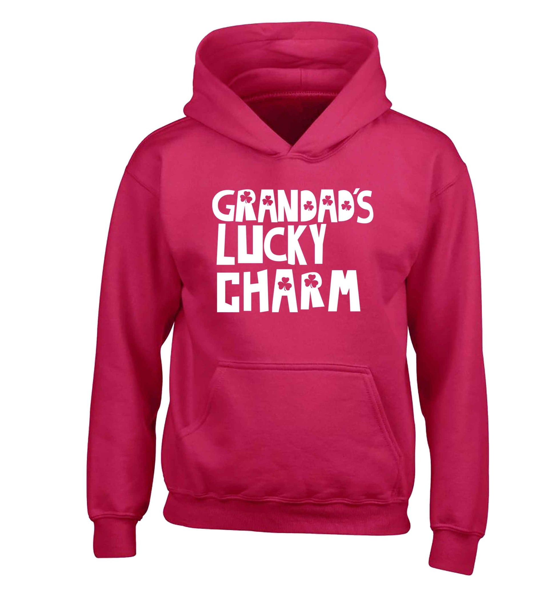 Grandad's lucky charm  children's pink hoodie 12-13 Years