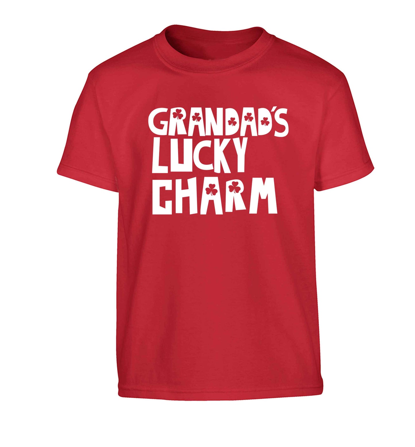 Grandad's lucky charm  Children's red Tshirt 12-13 Years