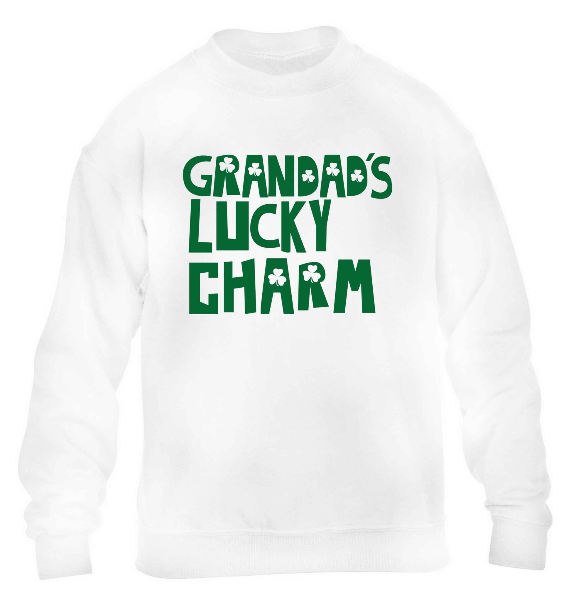 Grandad's lucky charm  children's white sweater 12-13 Years