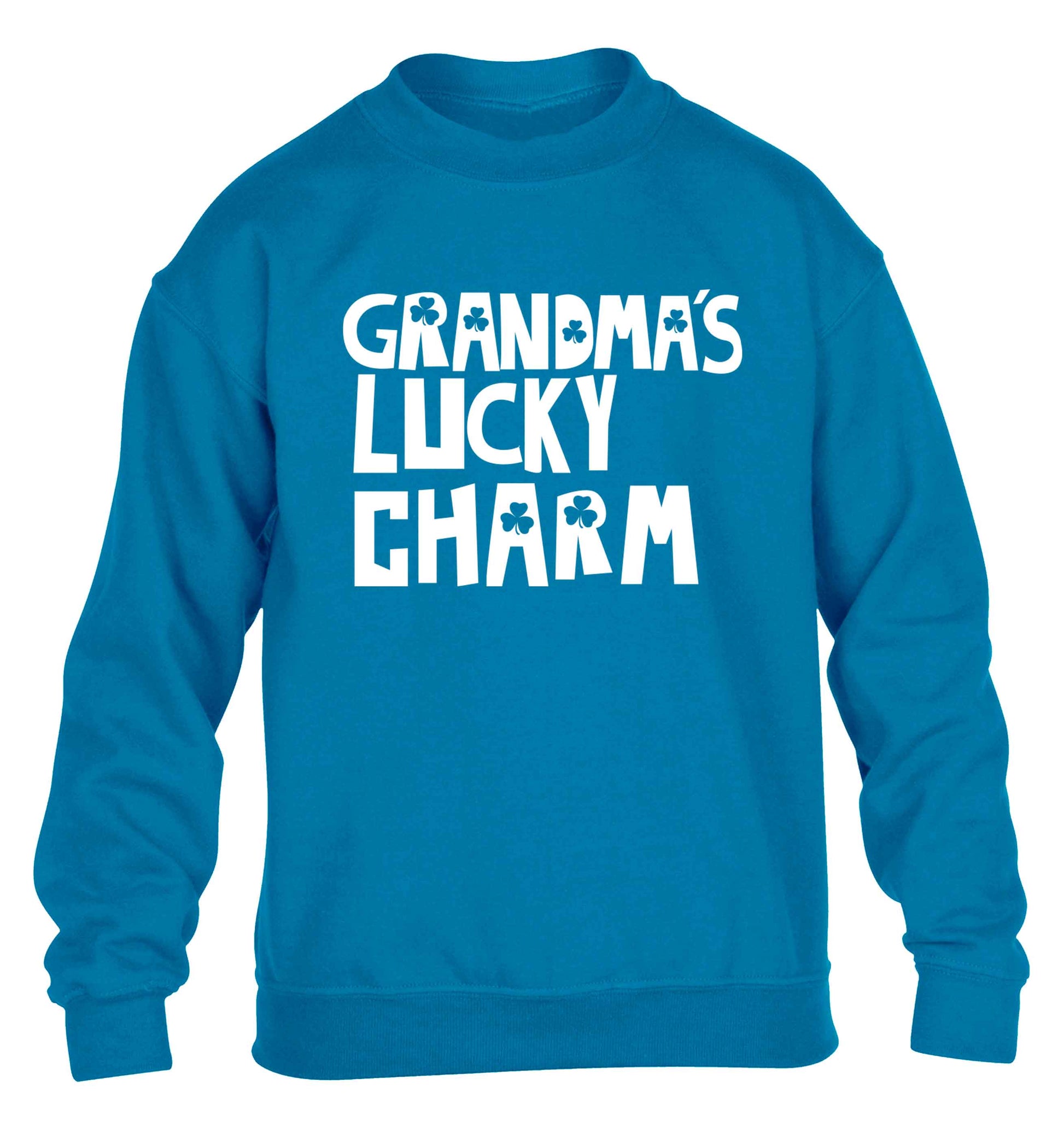 Grandma's lucky charm children's blue sweater 12-13 Years
