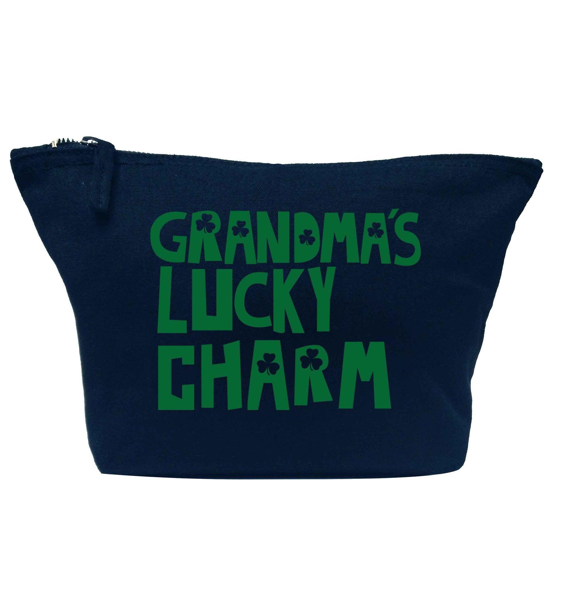 Grandma's lucky charm navy makeup bag