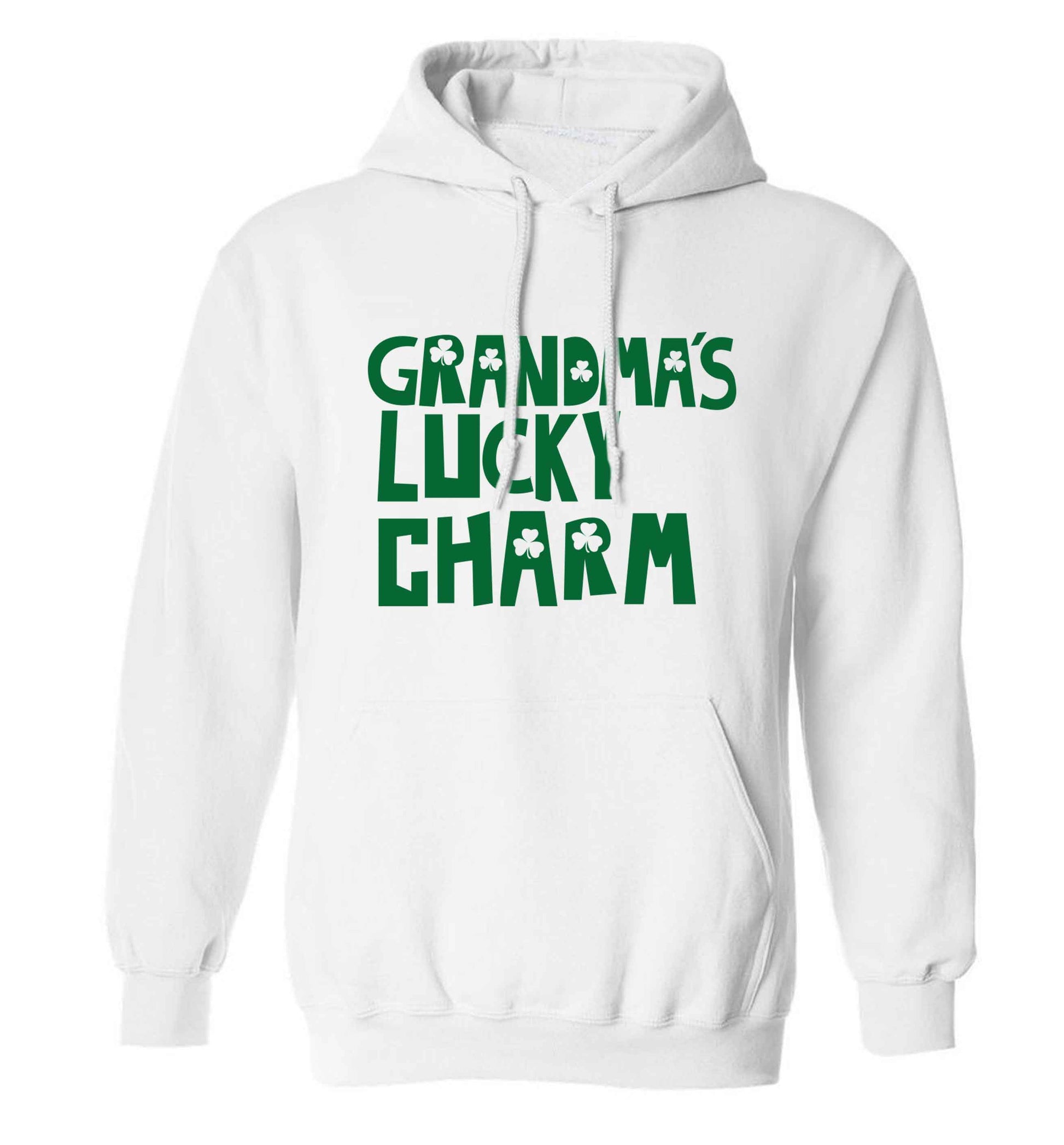 Grandma's lucky charm adults unisex white hoodie 2XL