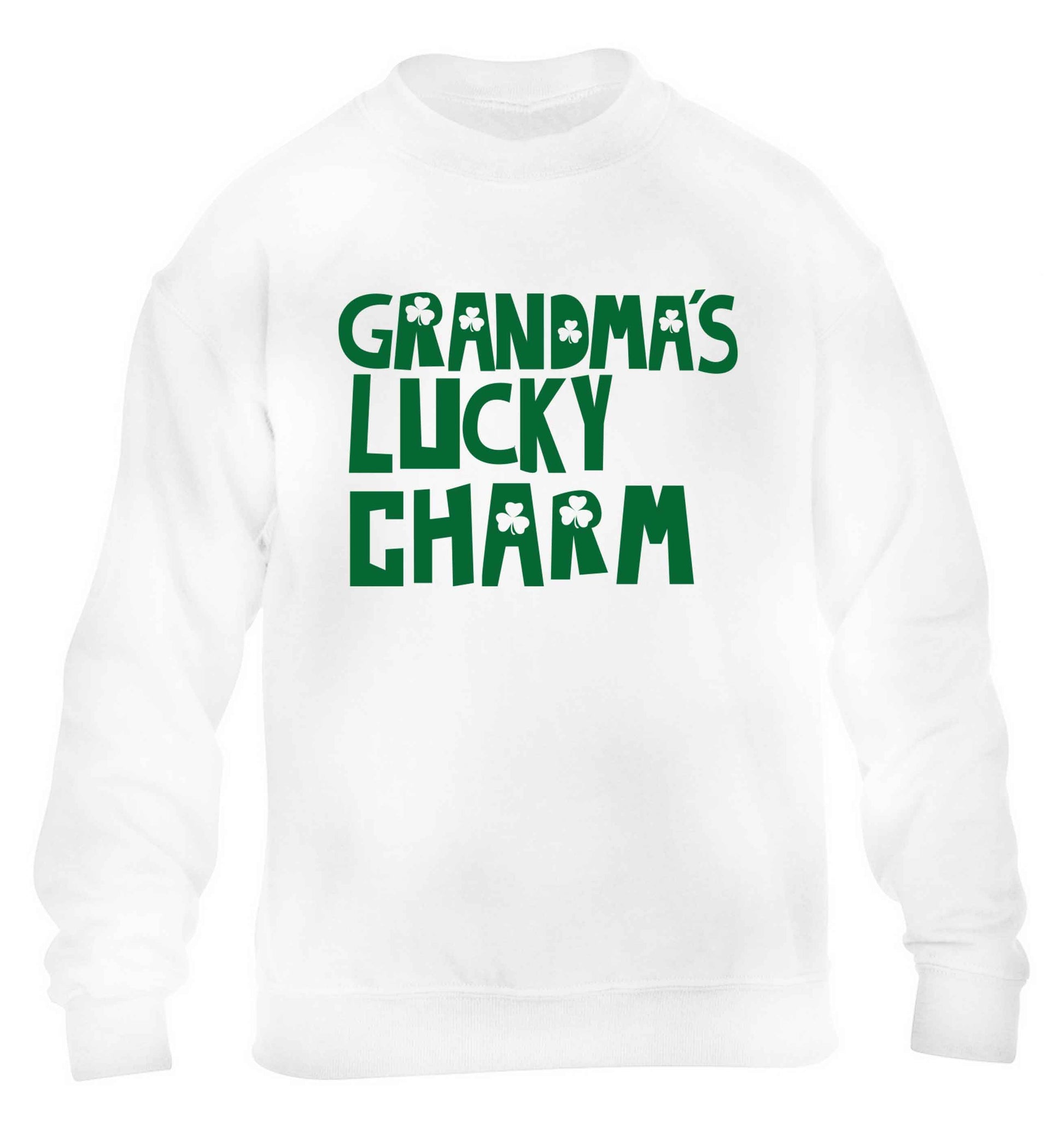 Grandma's lucky charm children's white sweater 12-13 Years