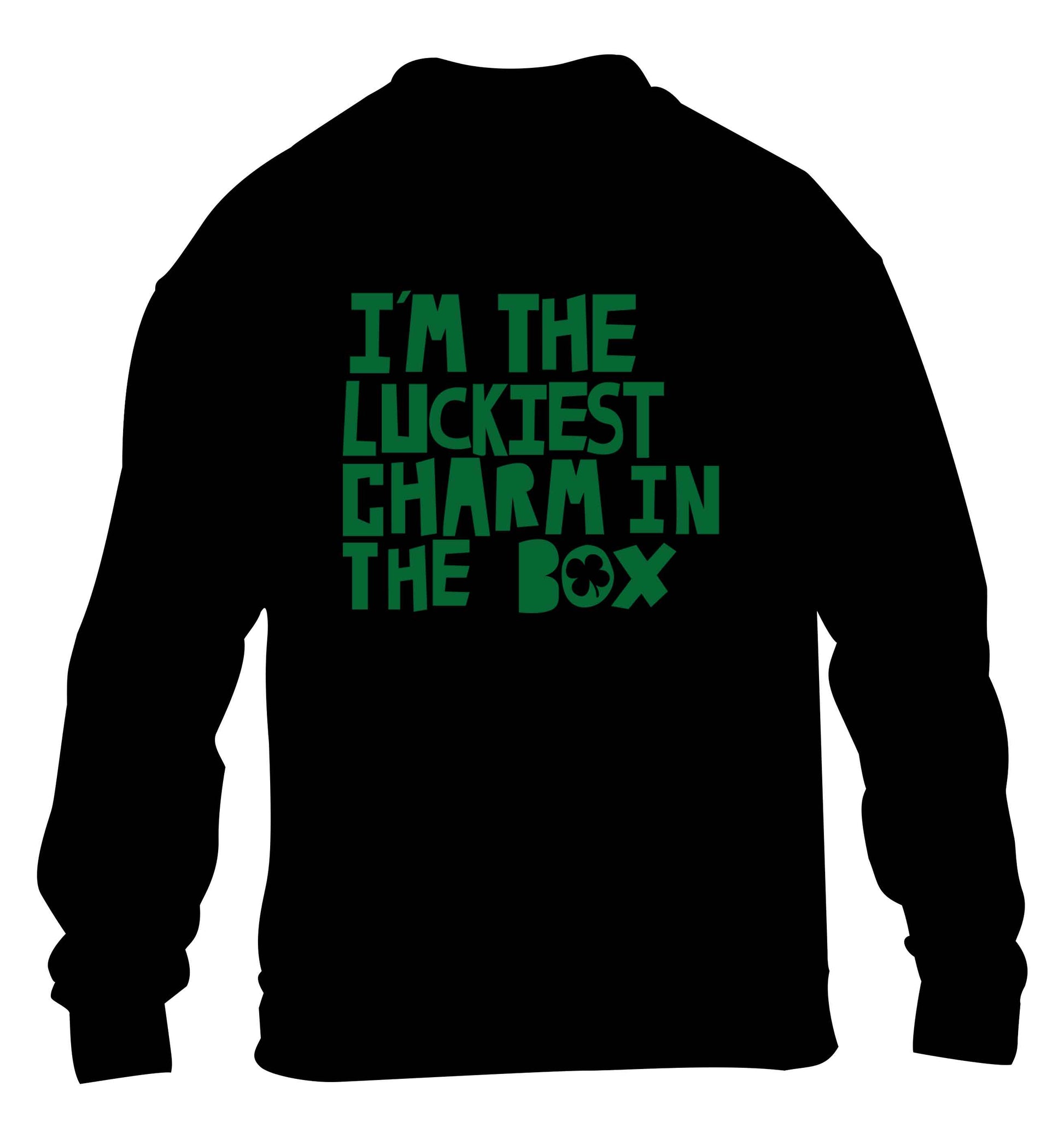 I'm the luckiest charm in the box children's black sweater 12-13 Years
