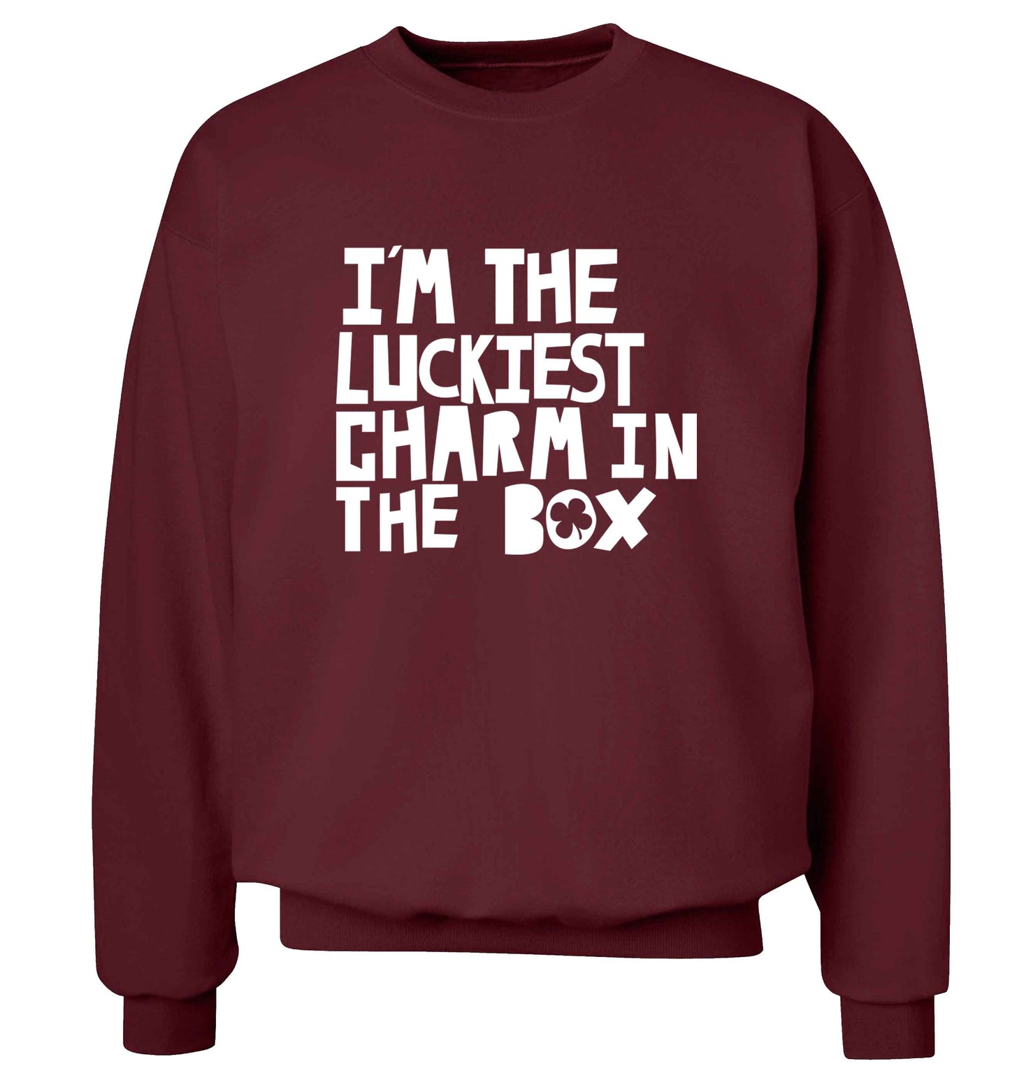 I'm the luckiest charm in the box adult's unisex maroon sweater 2XL