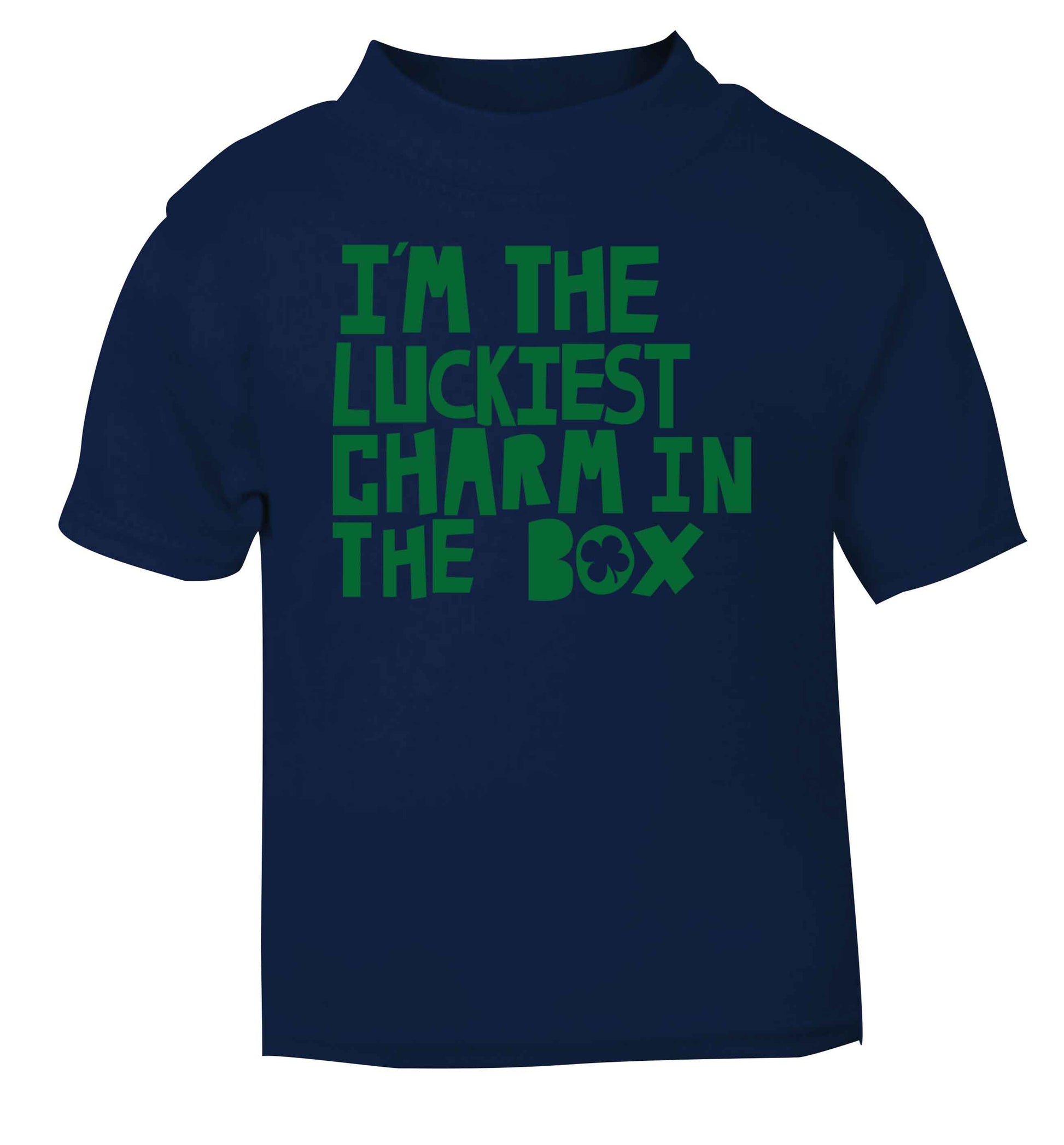 I'm the luckiest charm in the box navy baby toddler Tshirt 2 Years