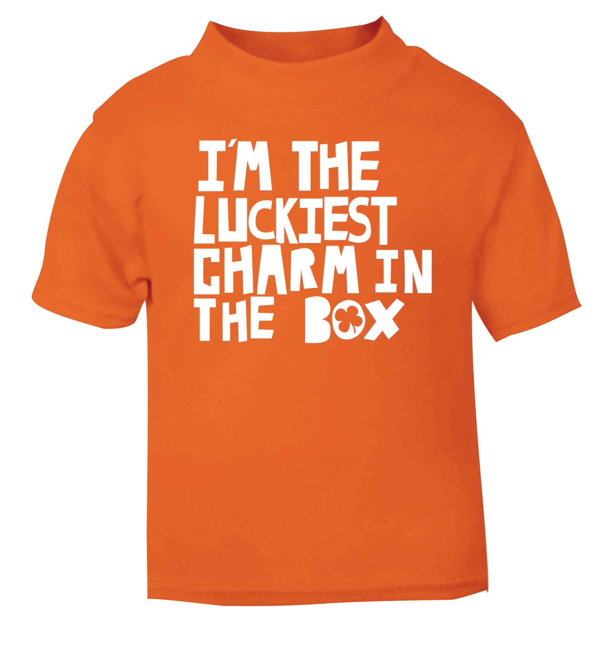 I'm the luckiest charm in the box orange baby toddler Tshirt 2 Years