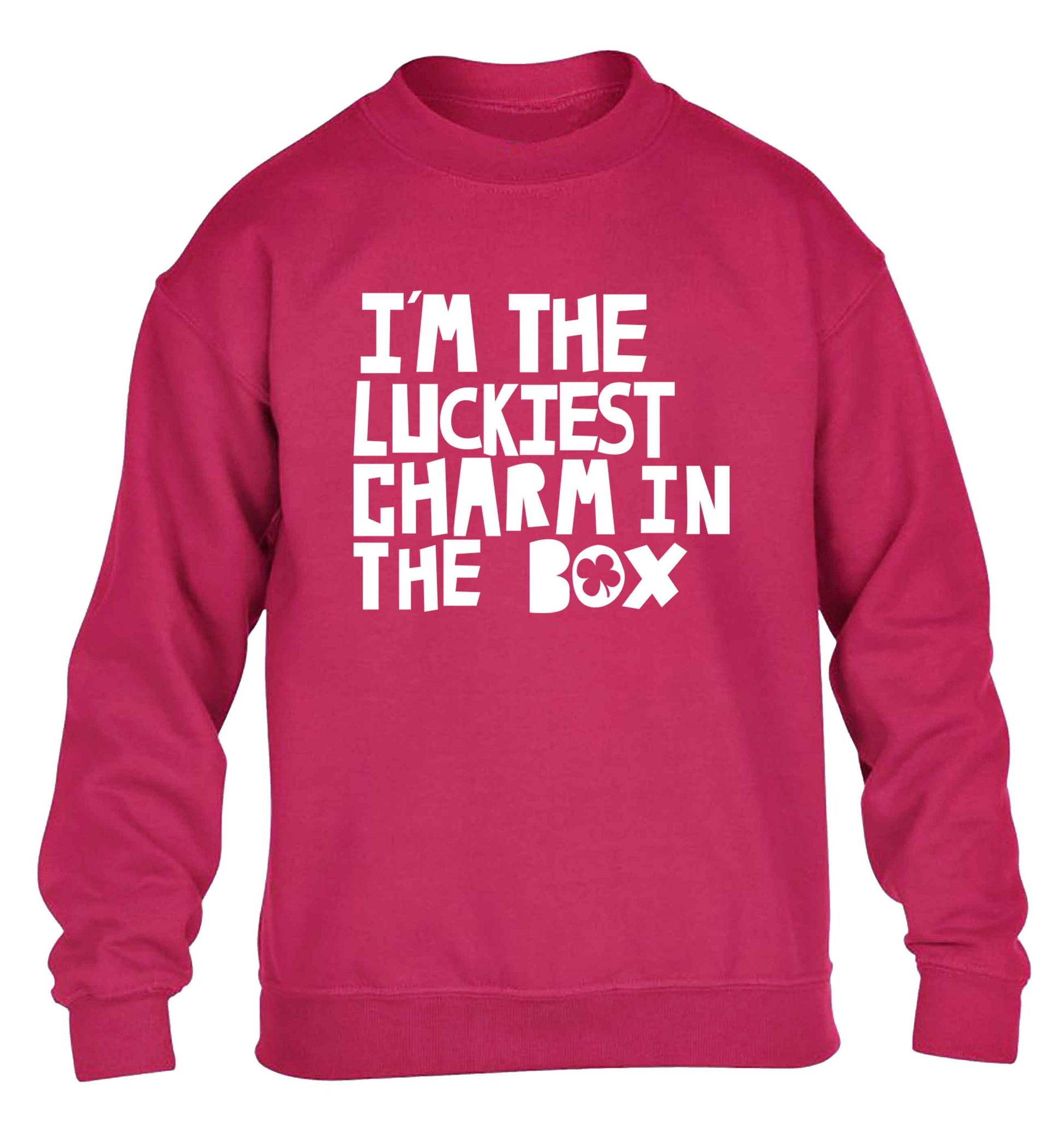 I'm the luckiest charm in the box children's pink sweater 12-13 Years