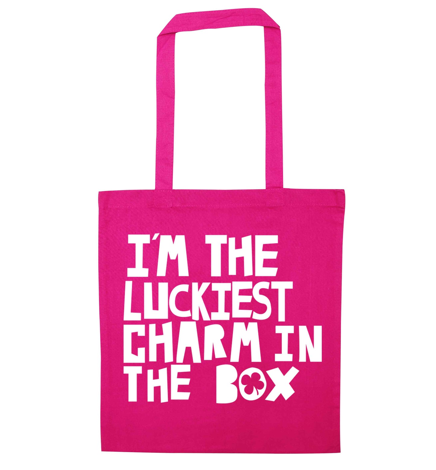 I'm the luckiest charm in the box pink tote bag