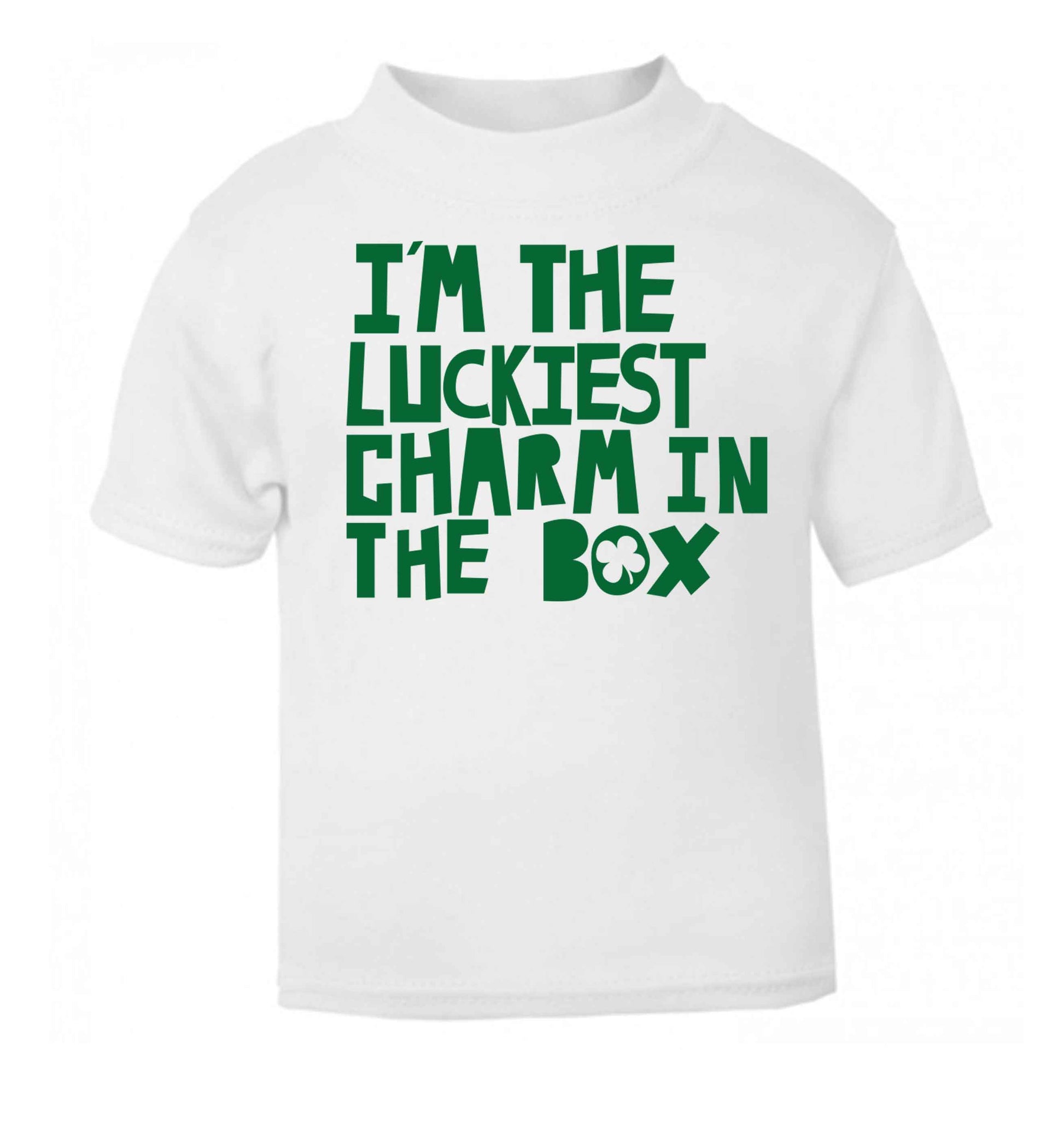 I'm the luckiest charm in the box white baby toddler Tshirt 2 Years