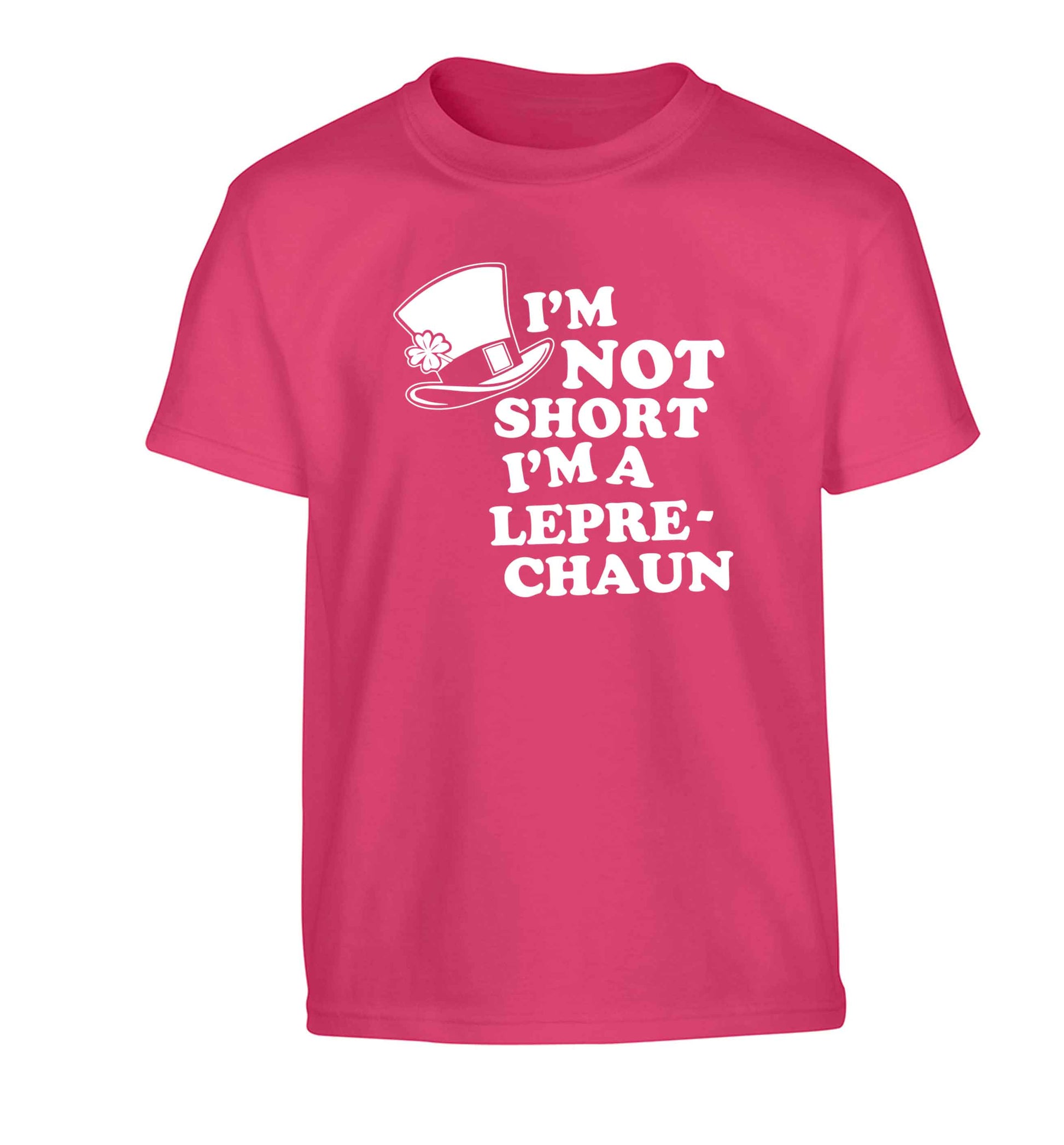 I'm not short I'm a leprechaun Children's pink Tshirt 12-13 Years