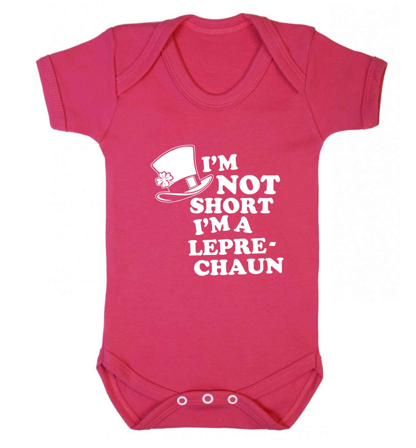 I'm not short I'm a leprechaun baby vest dark pink 18-24 months