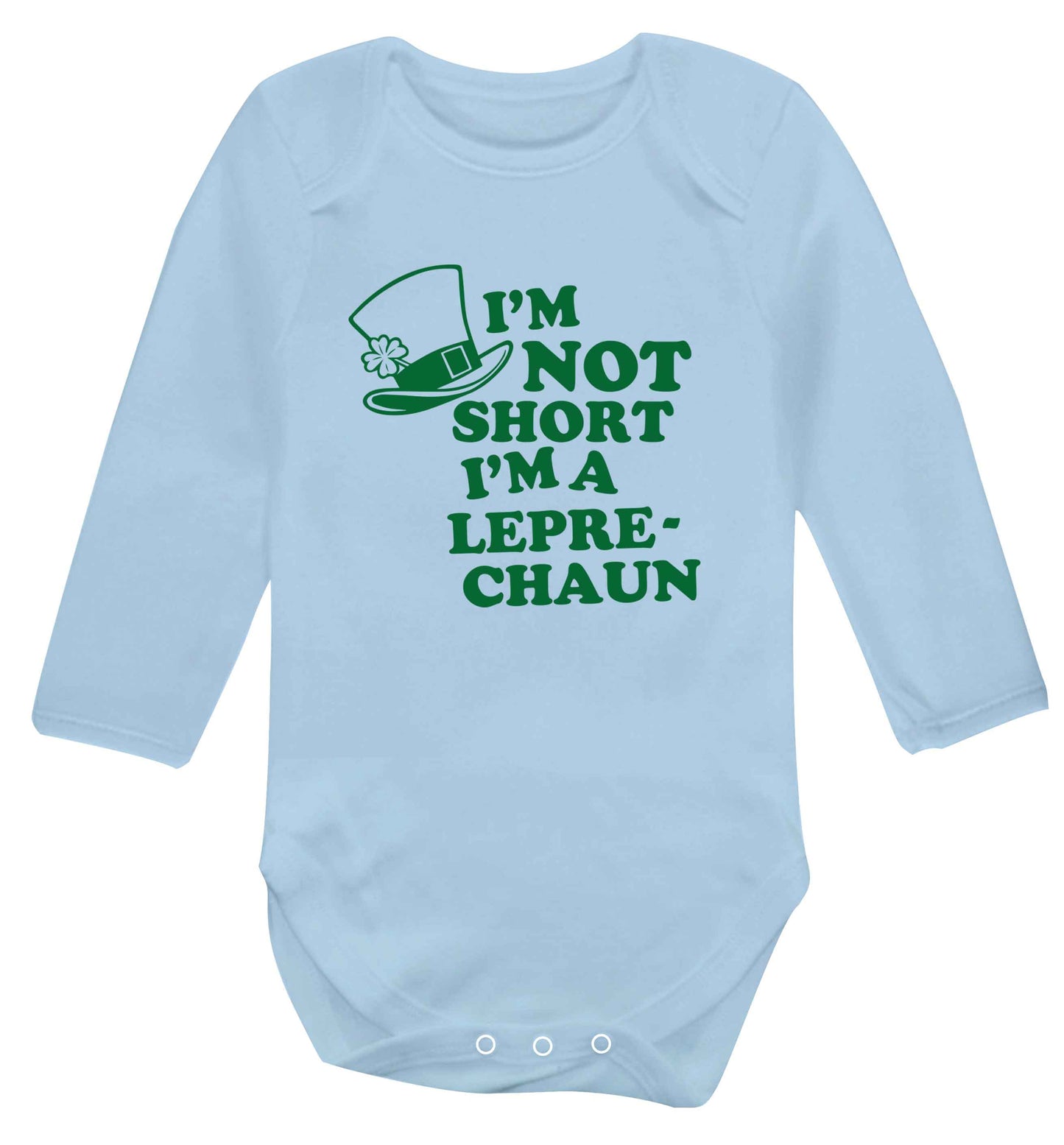 I'm not short I'm a leprechaun baby vest long sleeved pale blue 6-12 months