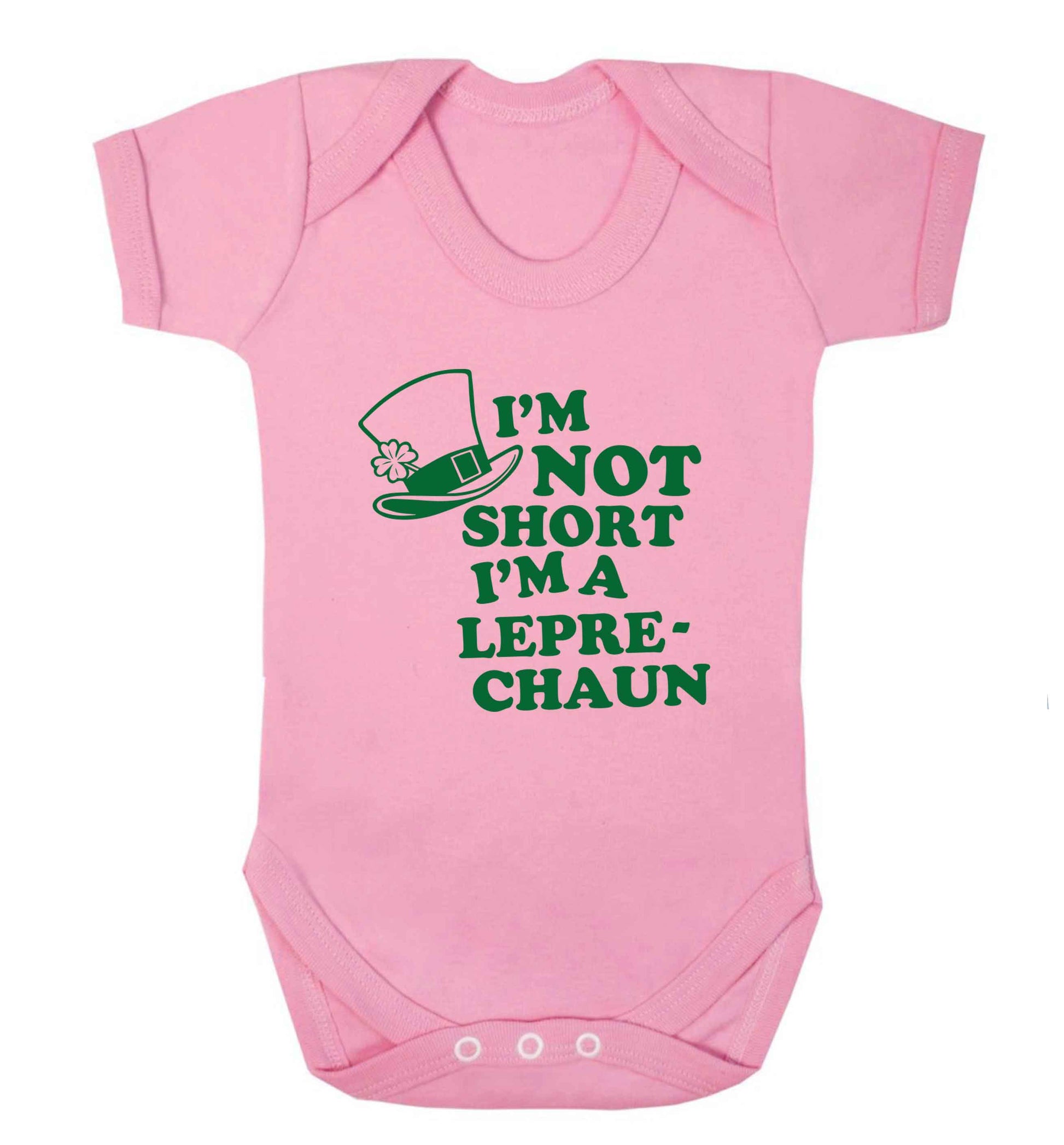 I'm not short I'm a leprechaun baby vest pale pink 18-24 months