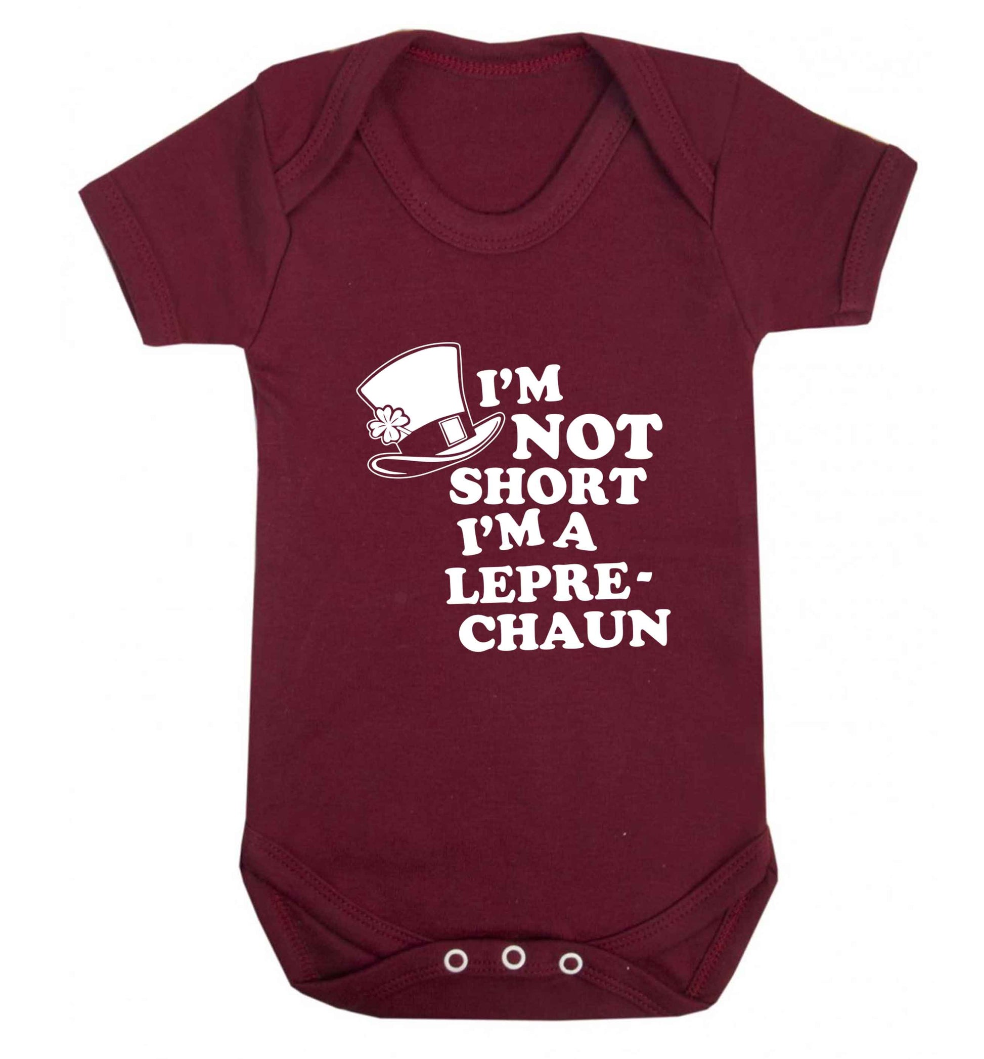 I'm not short I'm a leprechaun baby vest maroon 18-24 months