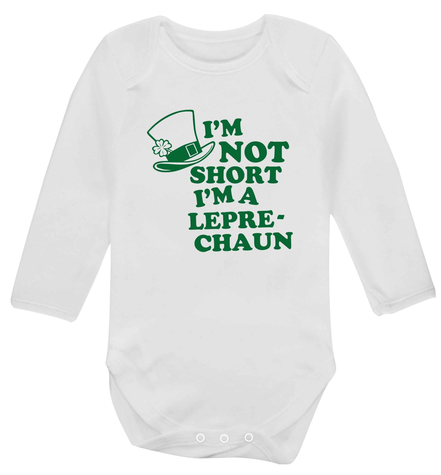 I'm not short I'm a leprechaun baby vest long sleeved white 6-12 months