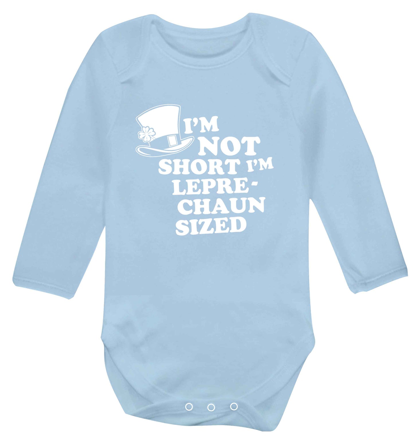 I'm not short I'm leprechaun sized baby vest long sleeved pale blue 6-12 months