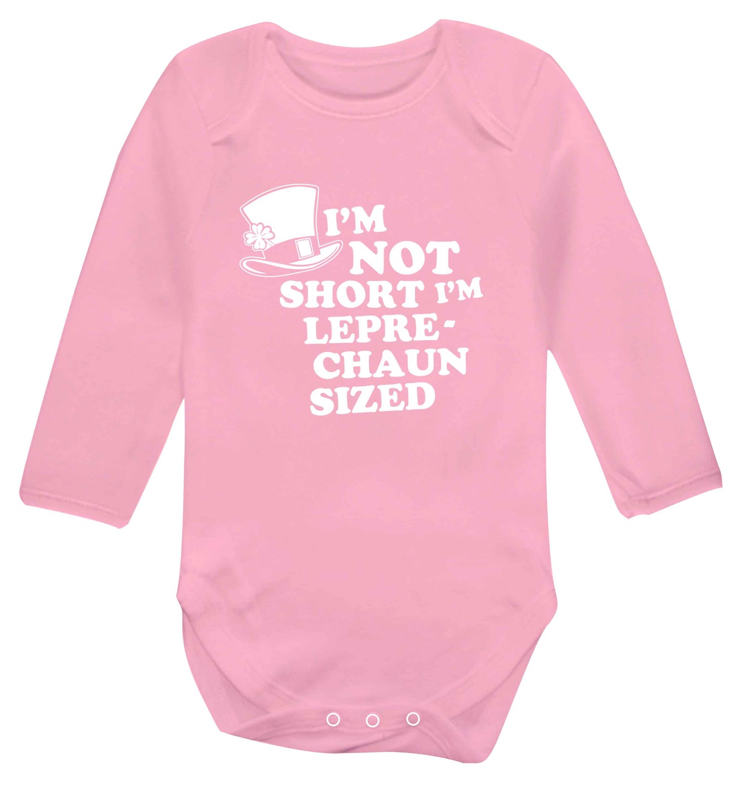 I'm not short I'm leprechaun sized baby vest long sleeved pale pink 6-12 months