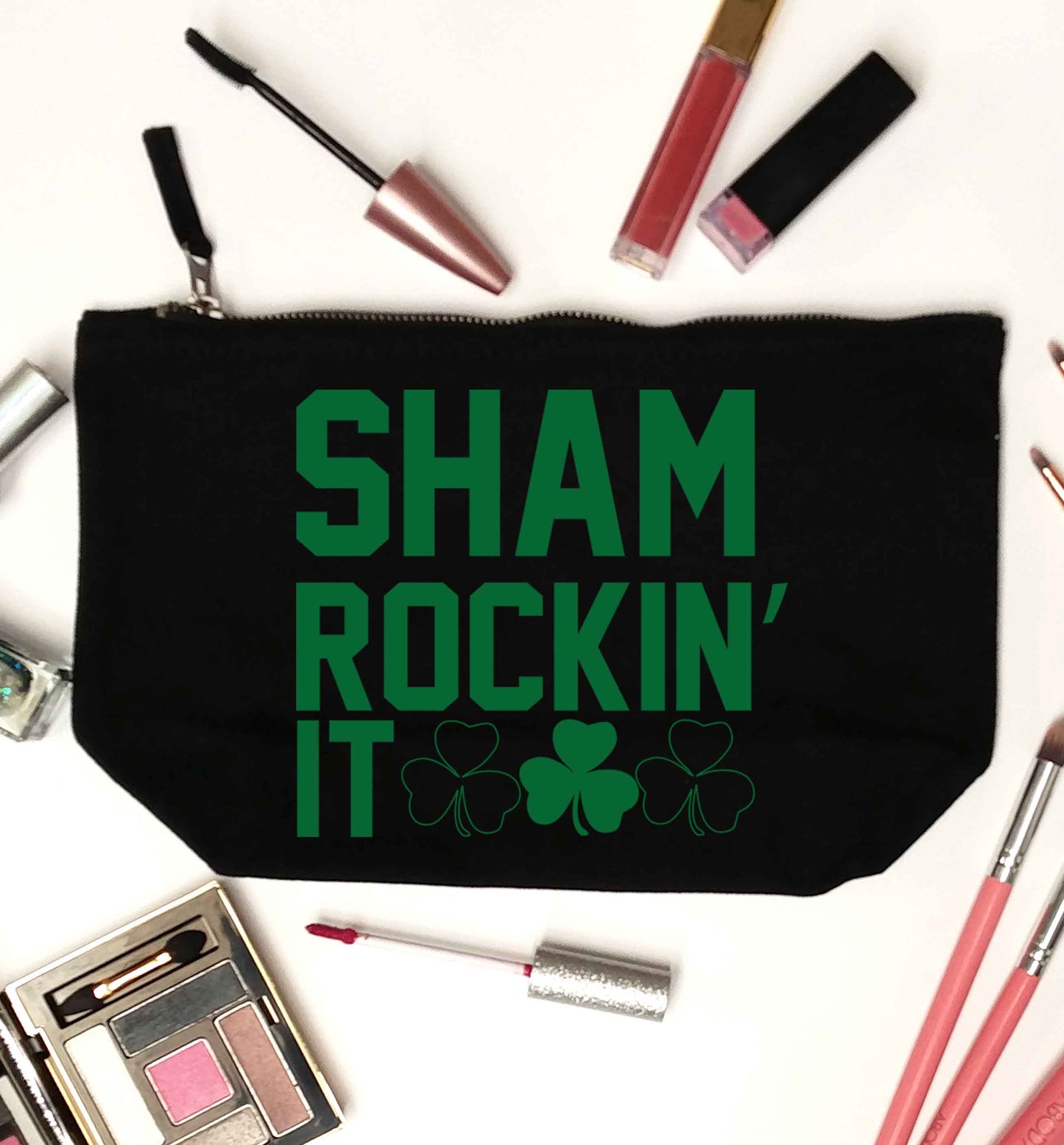 Shamrockin' it black makeup bag