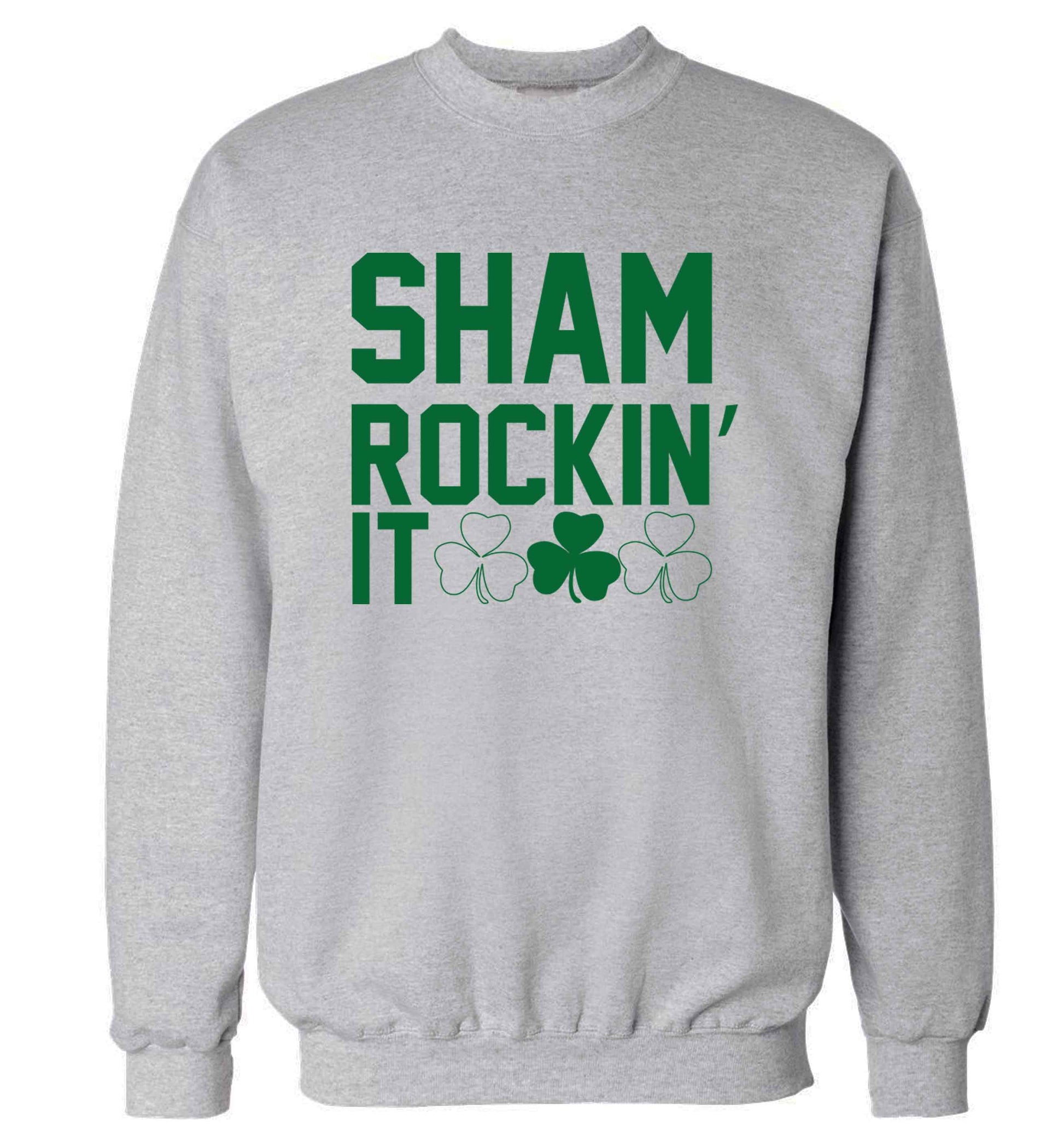 Shamrockin' it adult's unisex grey sweater 2XL