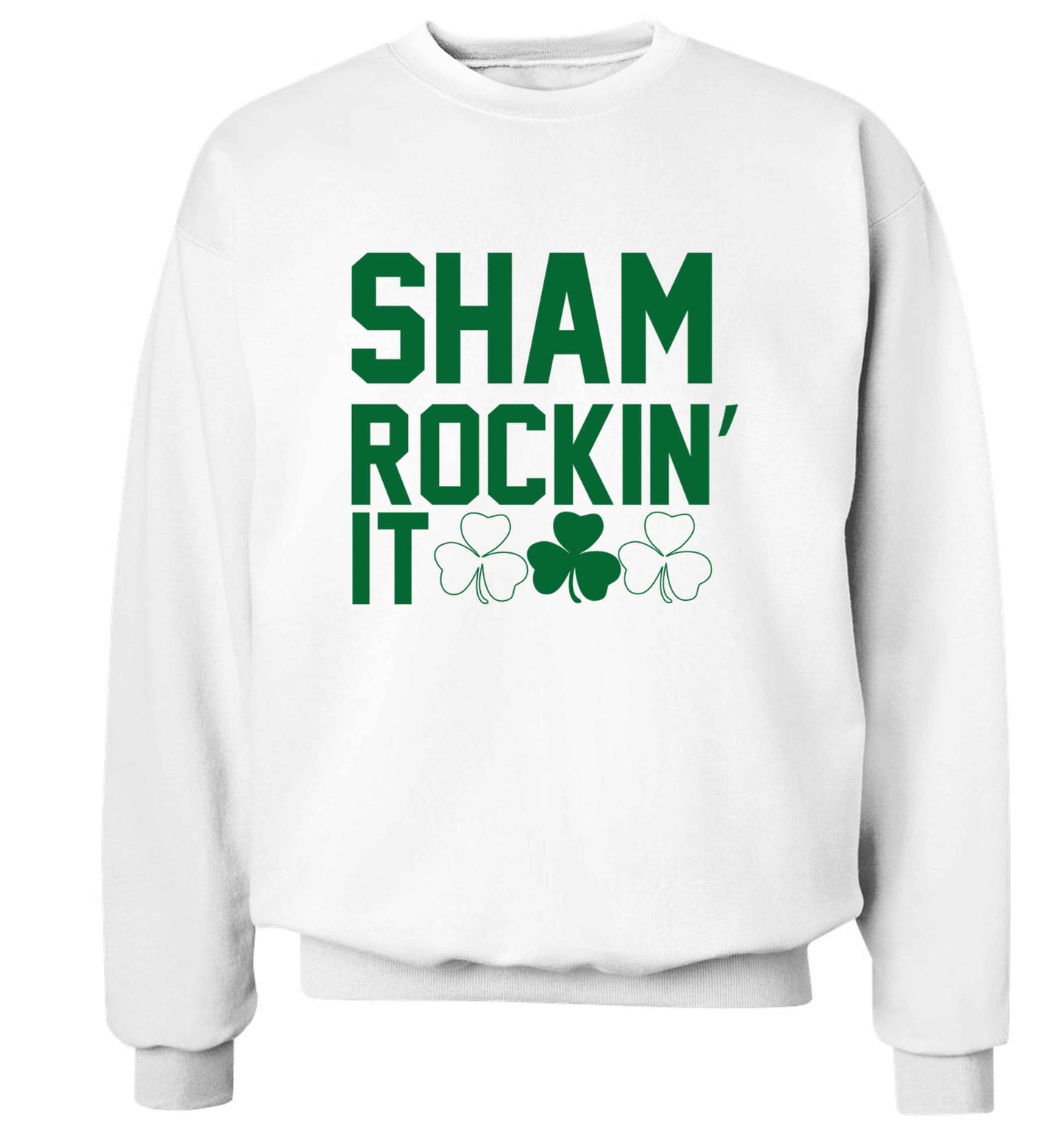 Shamrockin' it adult's unisex white sweater 2XL