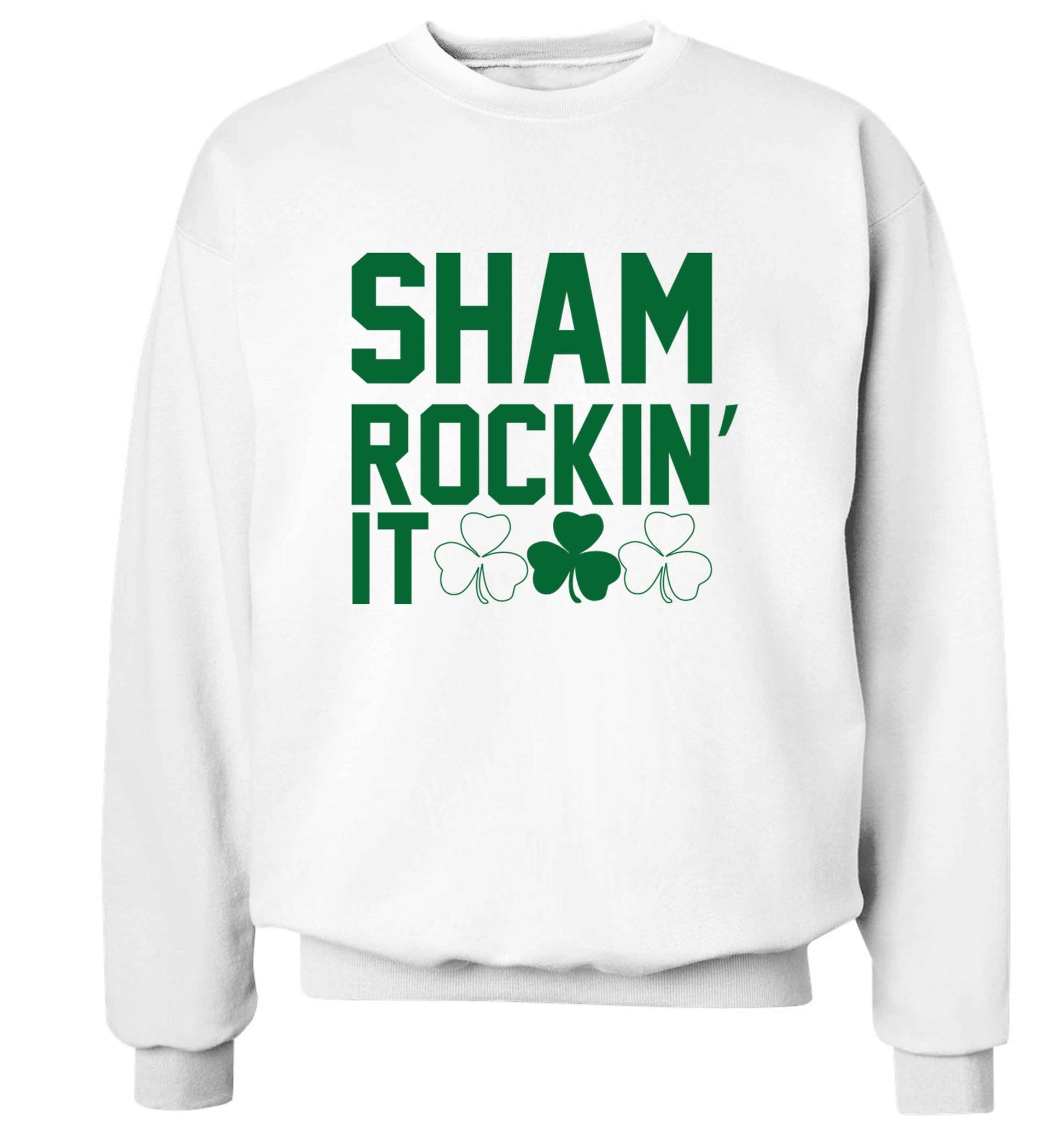Shamrockin' it adult's unisex white sweater 2XL