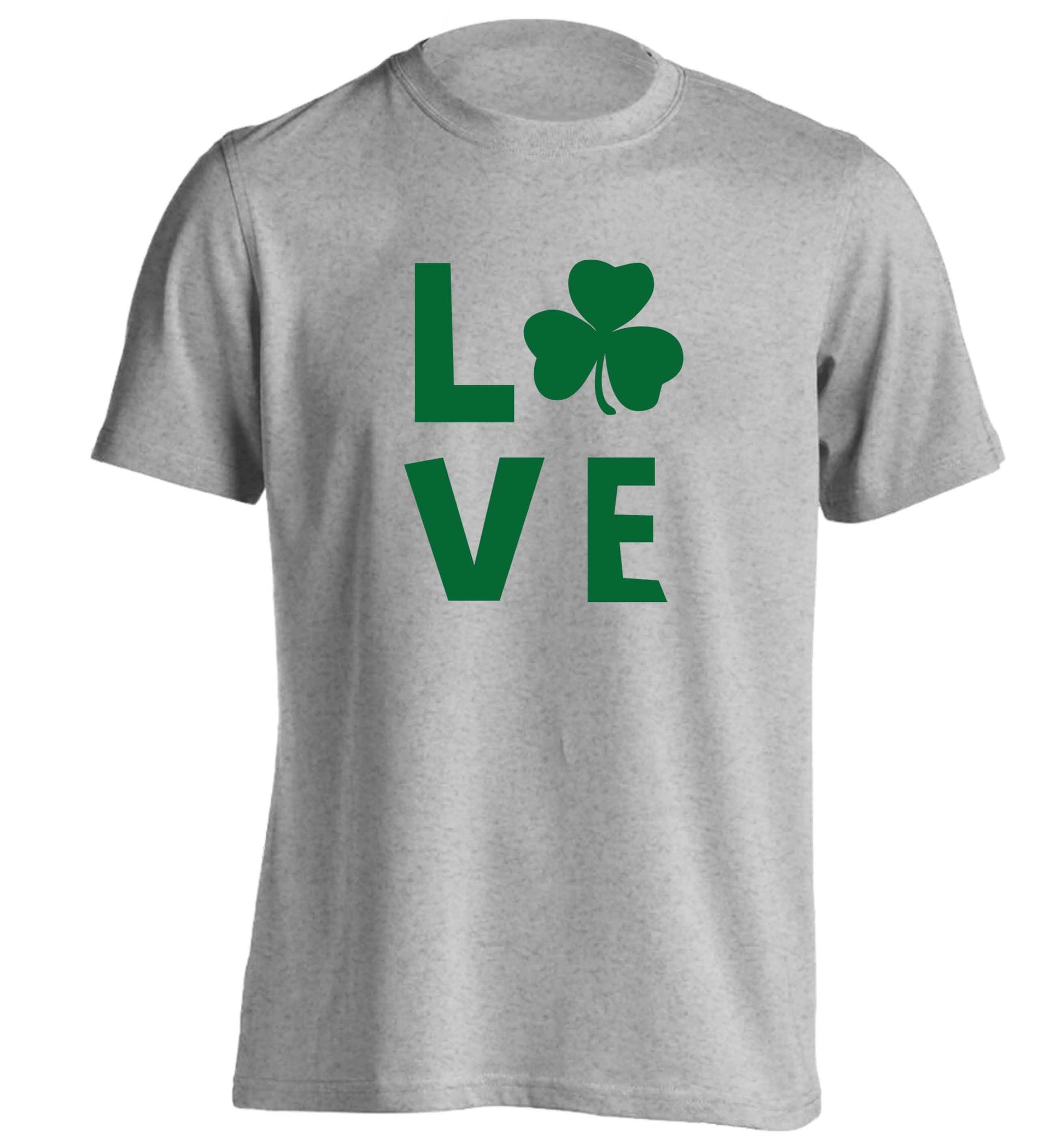 Shamrock love adults unisex grey Tshirt 2XL