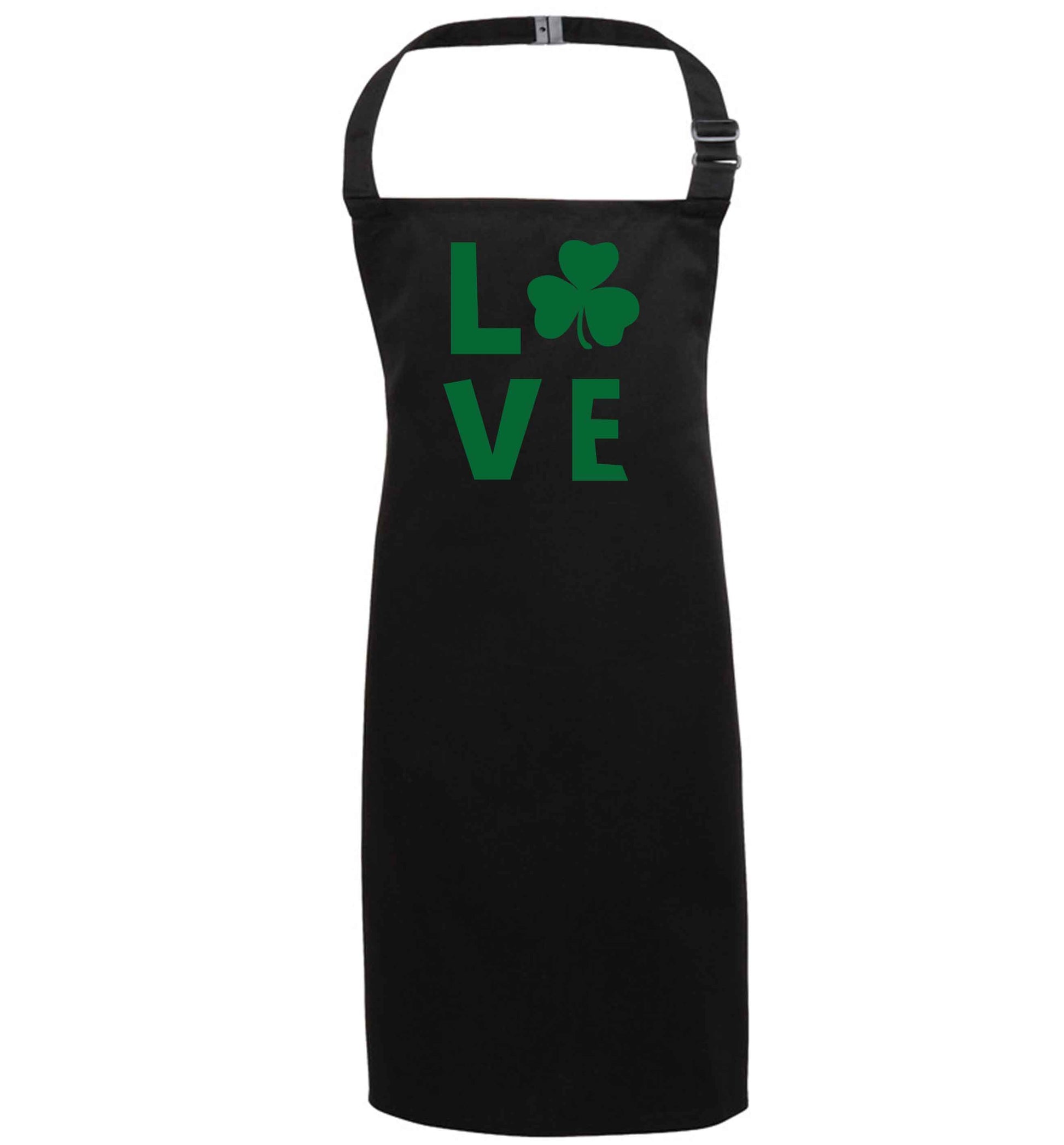Shamrock love black apron 7-10 years