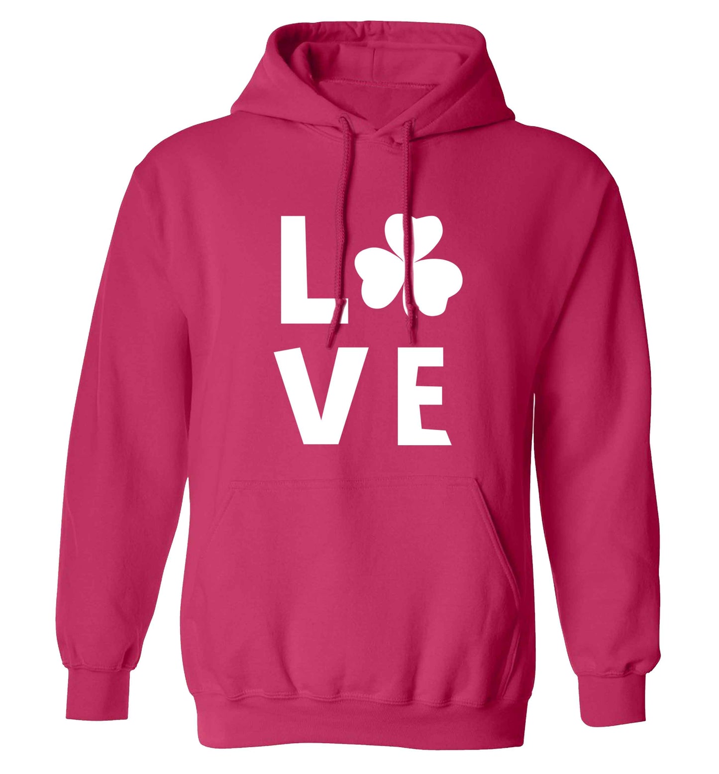 Shamrock love adults unisex pink hoodie 2XL