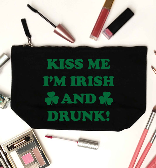 Kiss me I'm Irish and drunk black makeup bag