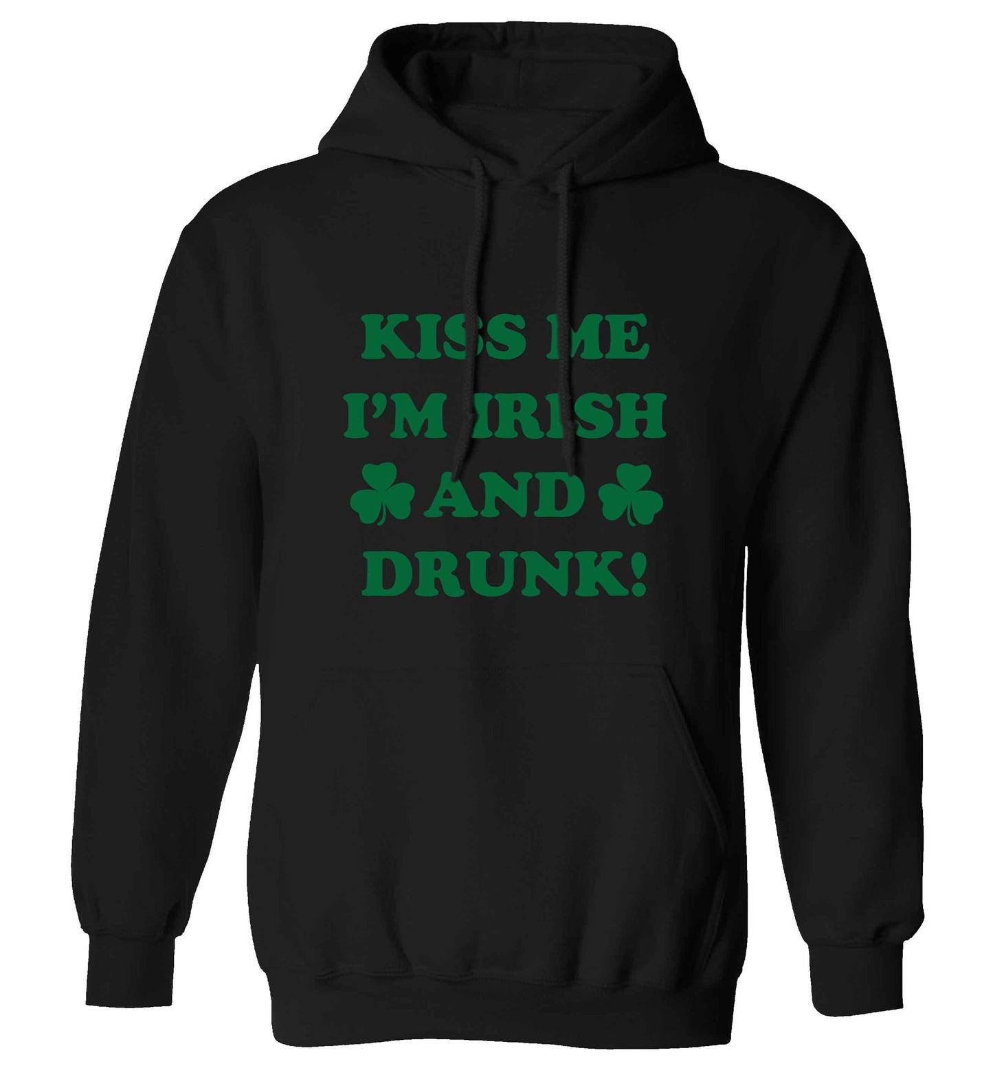 Kiss me I'm Irish and drunk adults unisex black hoodie 2XL
