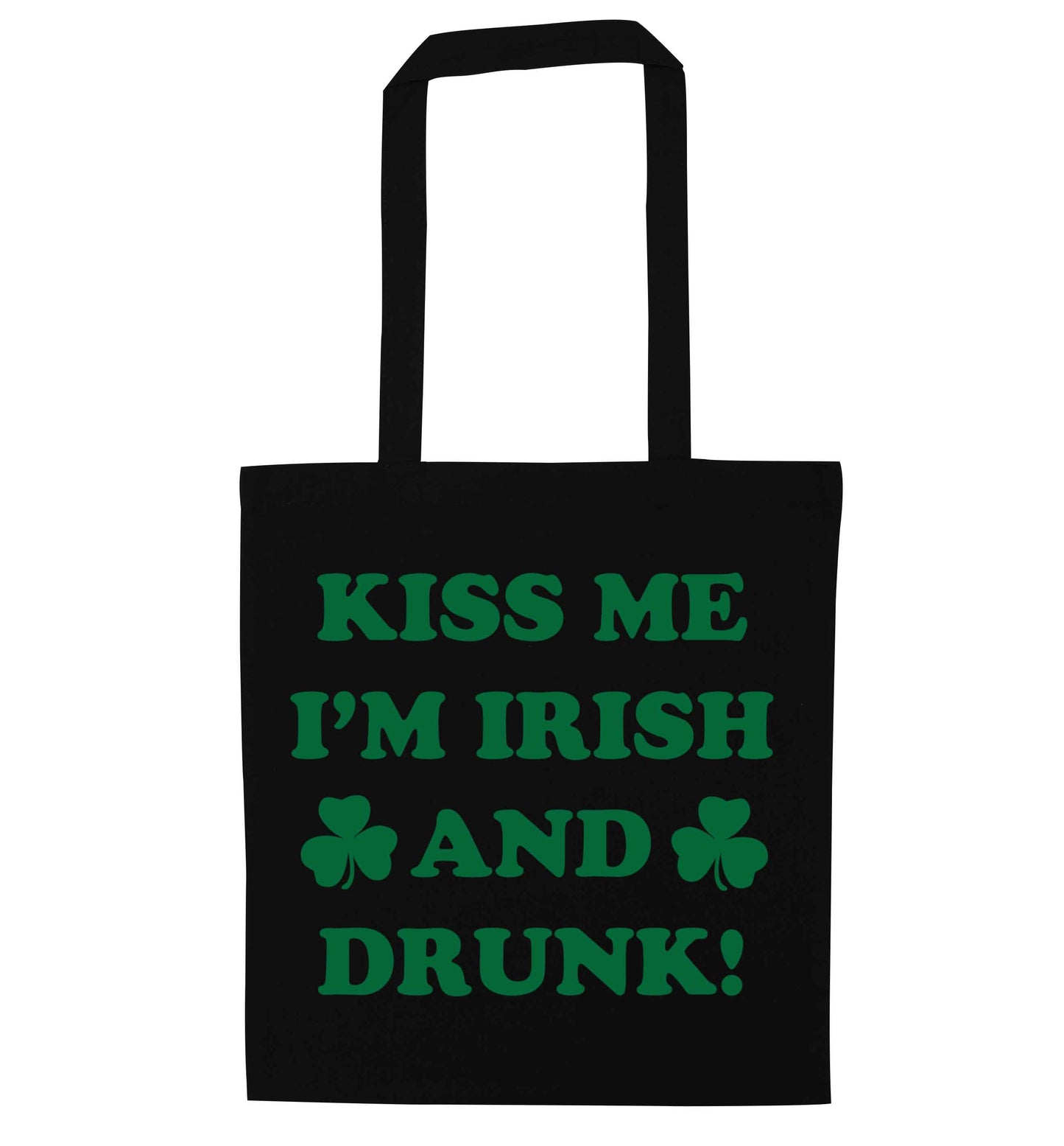 Kiss me I'm Irish and drunk black tote bag