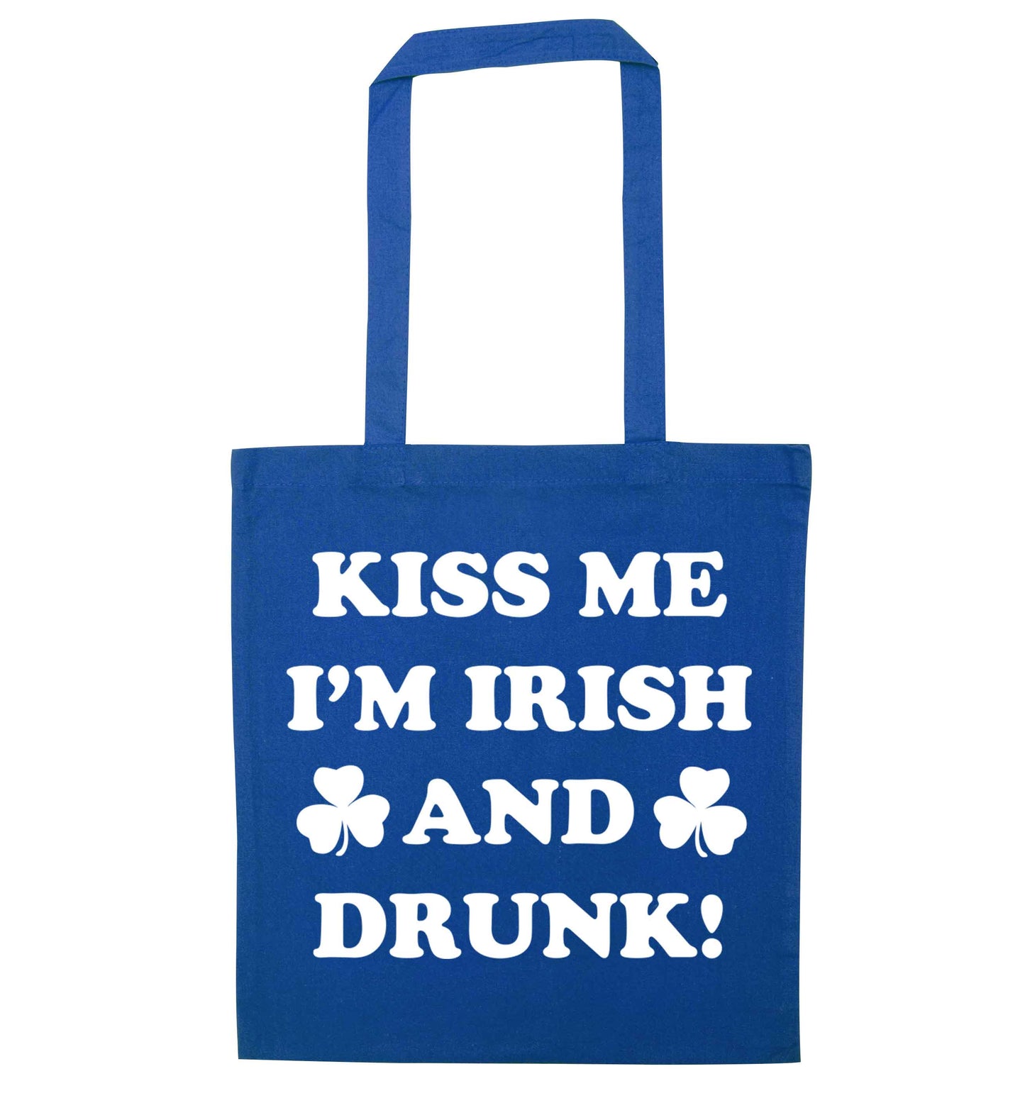 Kiss me I'm Irish and drunk blue tote bag