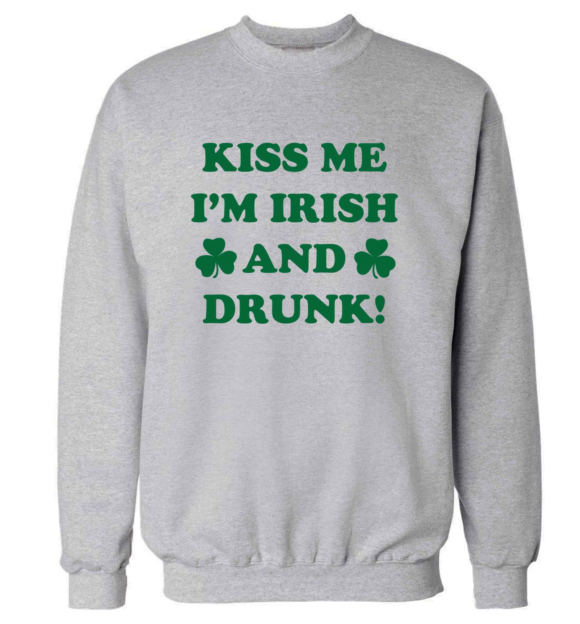 Kiss me I'm Irish and drunk adult's unisex grey sweater 2XL