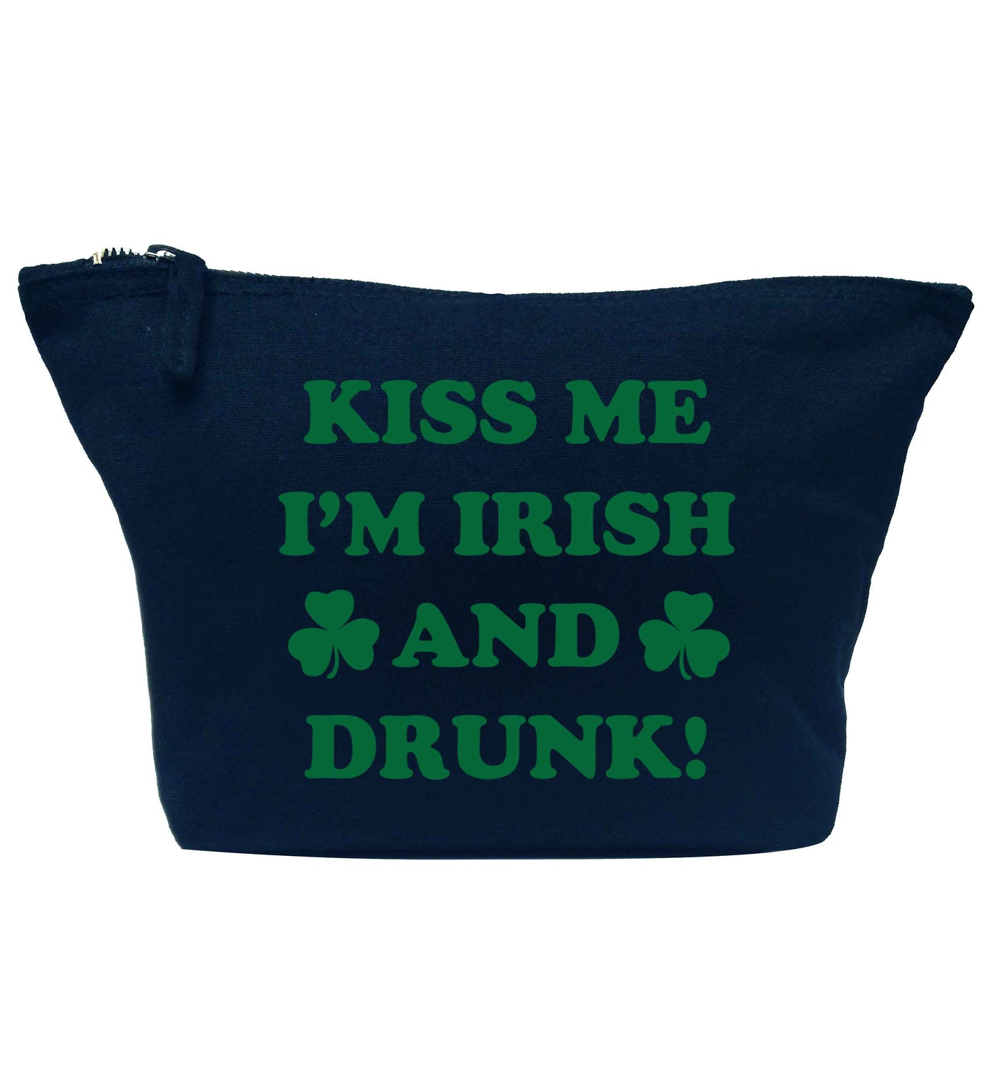 Kiss me I'm Irish and drunk navy makeup bag