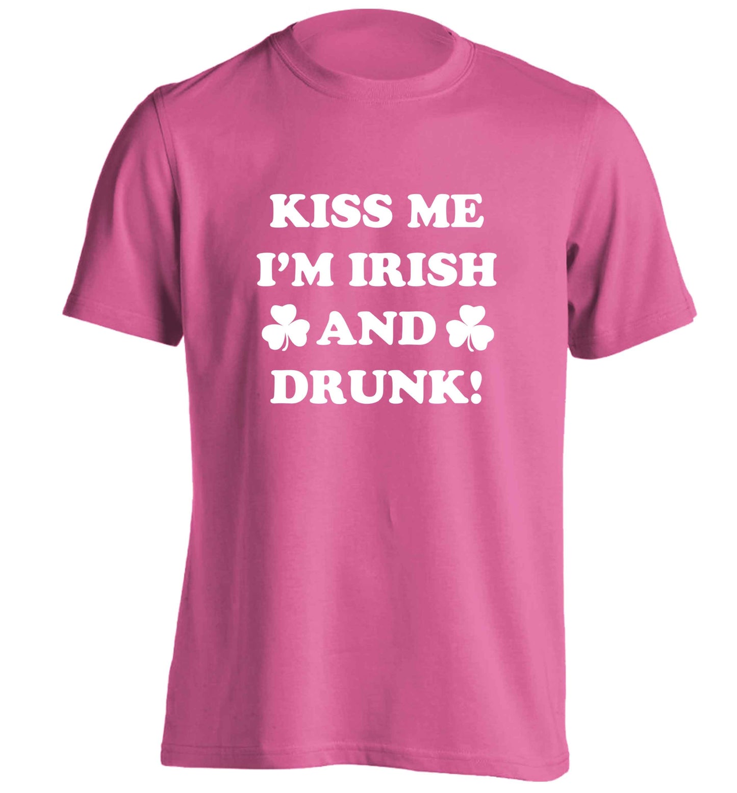 Kiss me I'm Irish and drunk adults unisex pink Tshirt 2XL