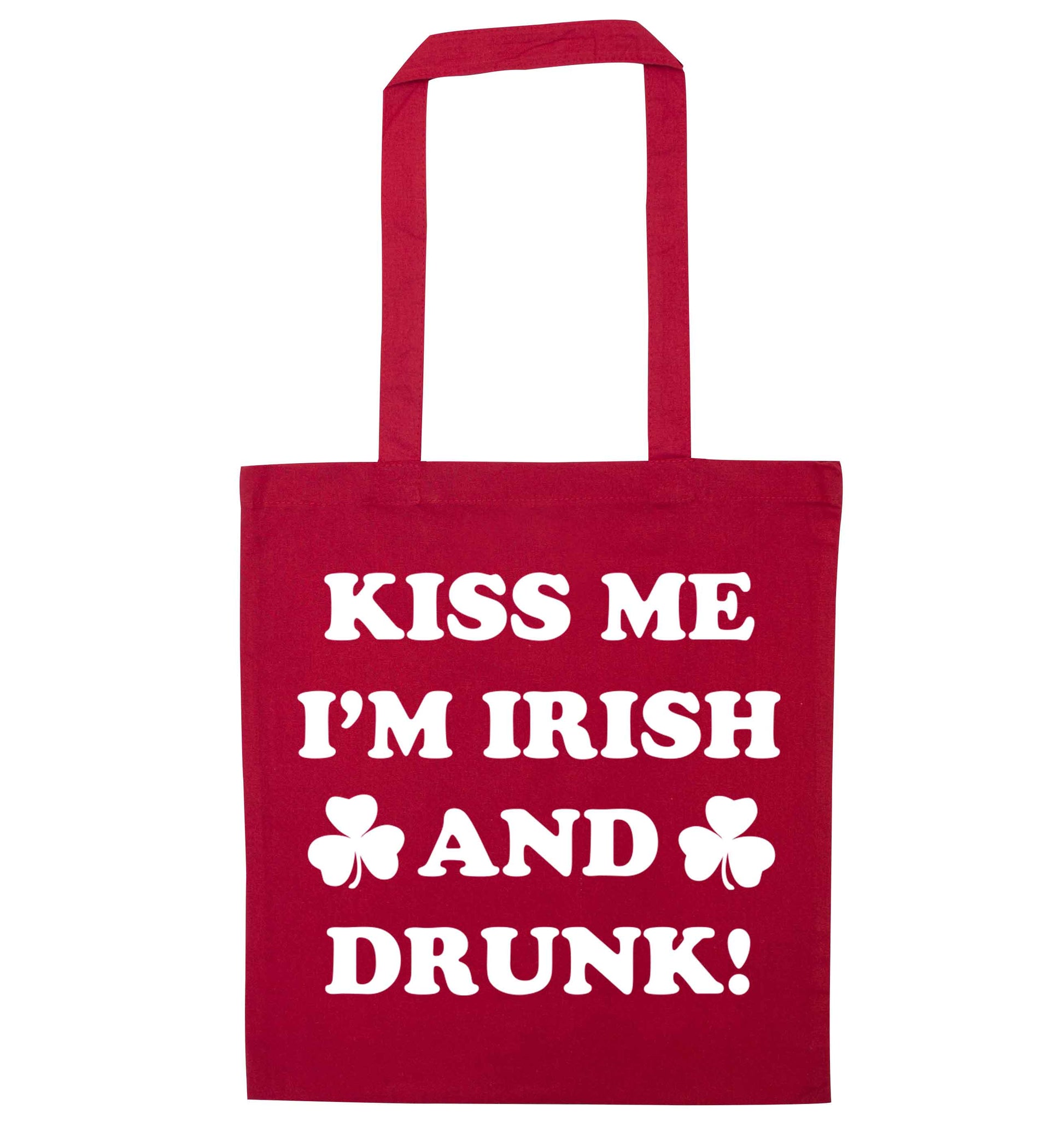 Kiss me I'm Irish and drunk red tote bag