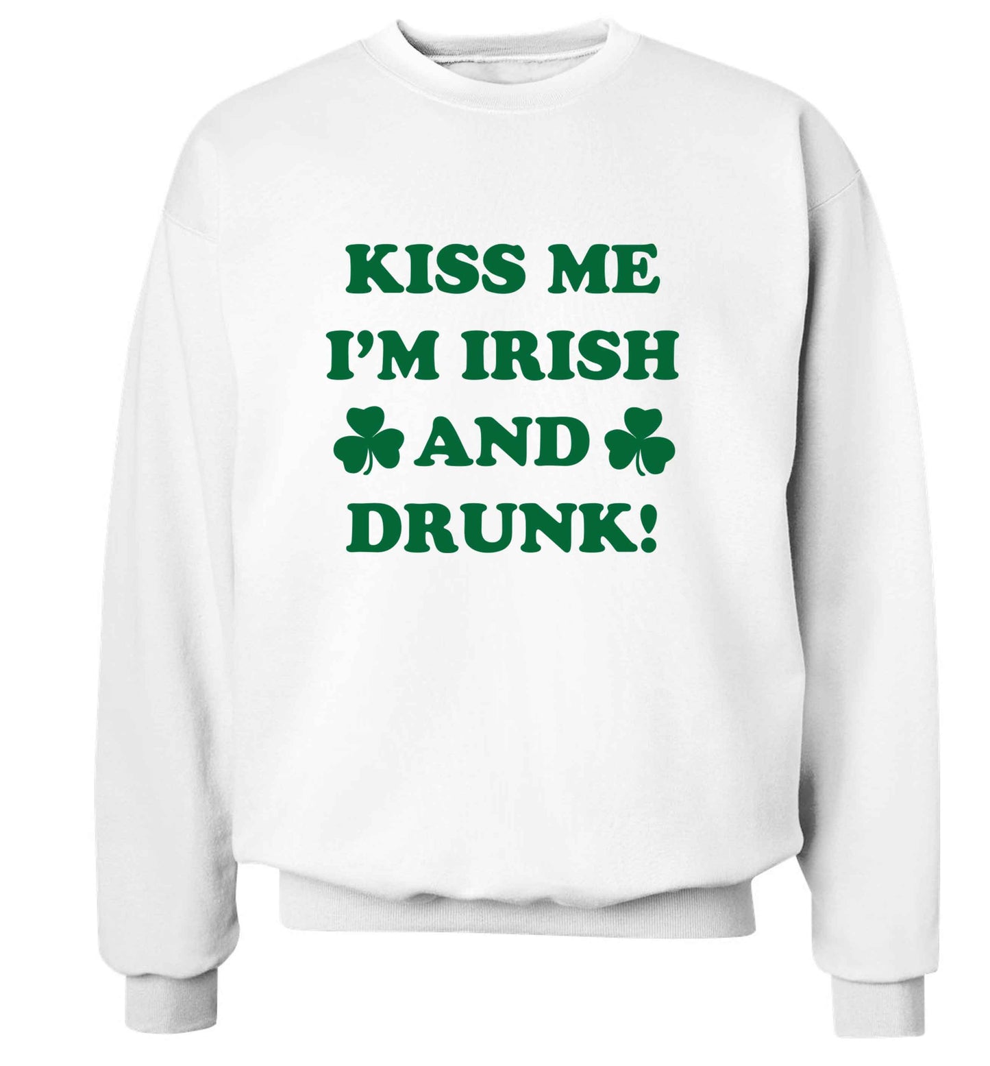 Kiss me I'm Irish and drunk adult's unisex white sweater 2XL