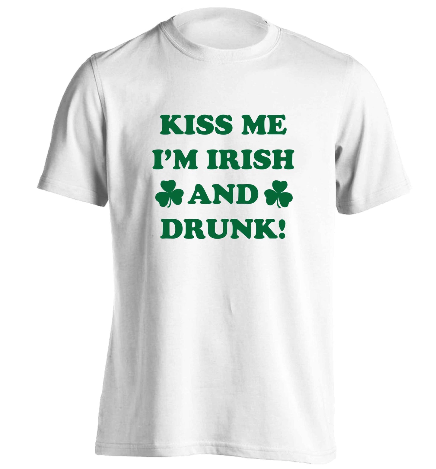 Kiss me I'm Irish and drunk adults unisex white Tshirt 2XL